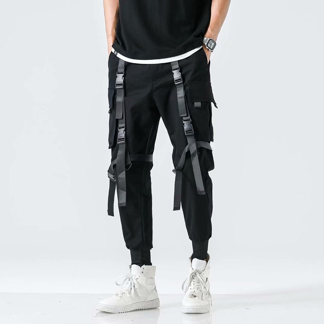 WLS Three-dimensional Pocket Shell Buckle Streamer Overalls Jogger Pan ...