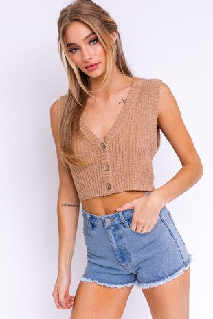 Cropped knit vest