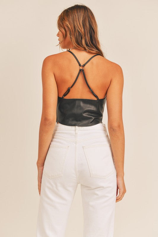 Faux leather Crop Top.