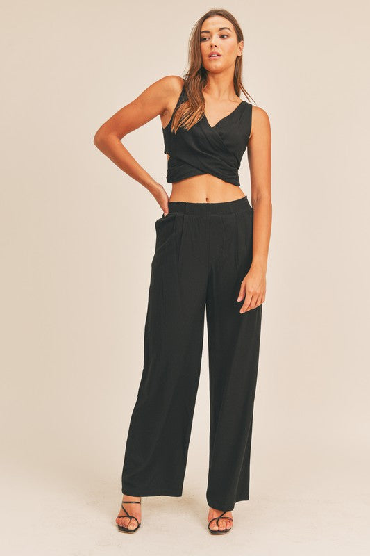 X Crossed Crop Top & Wide Pants