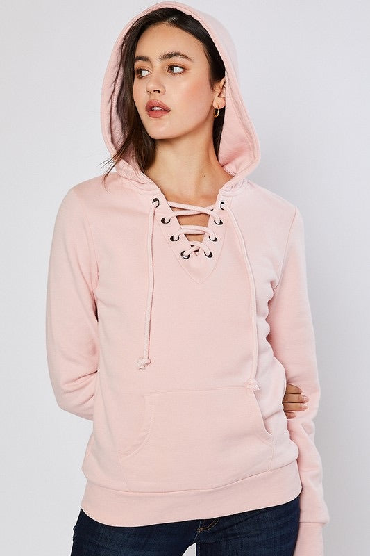 lace up pullover