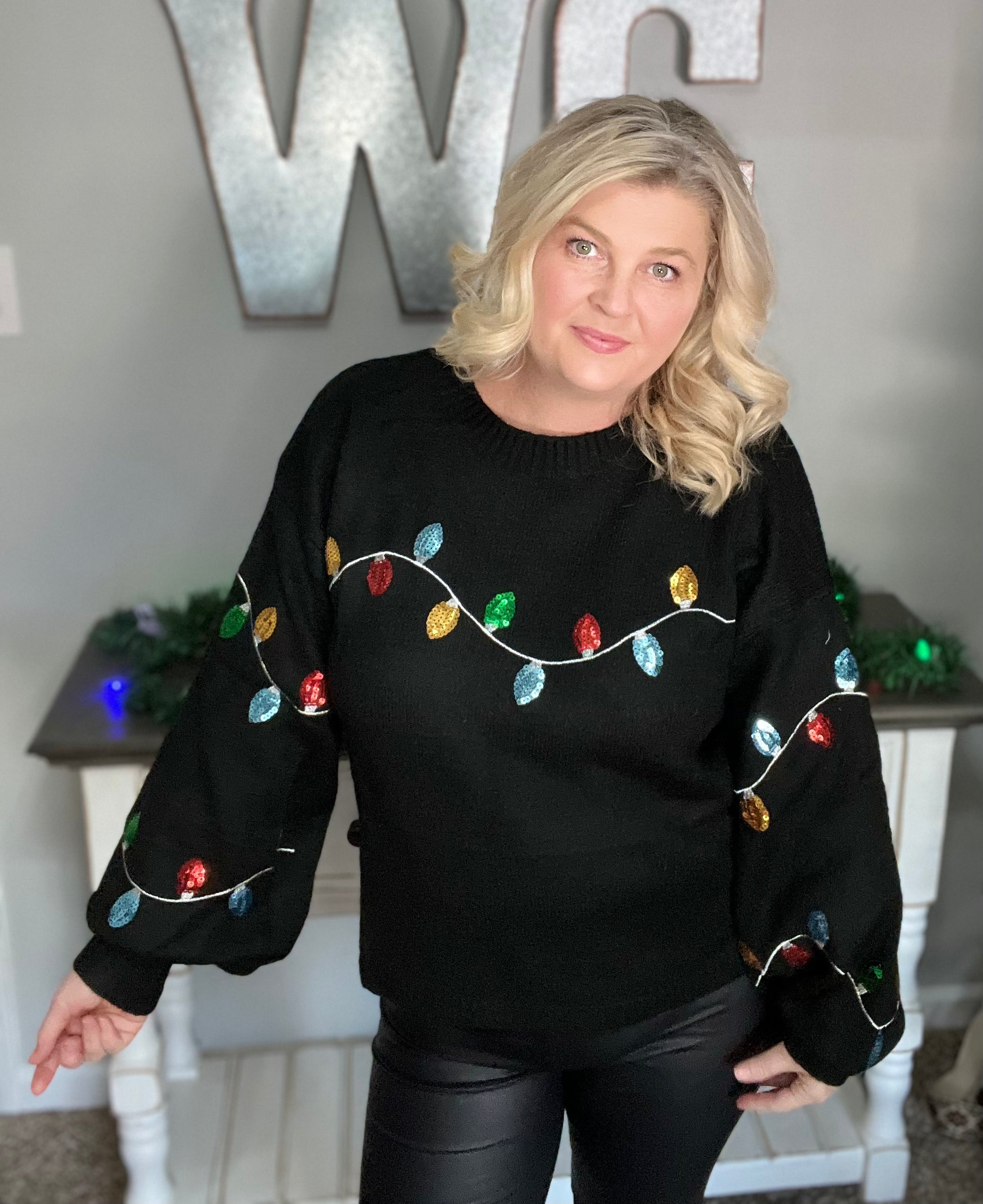 Lane of Lights Sequin Sweater