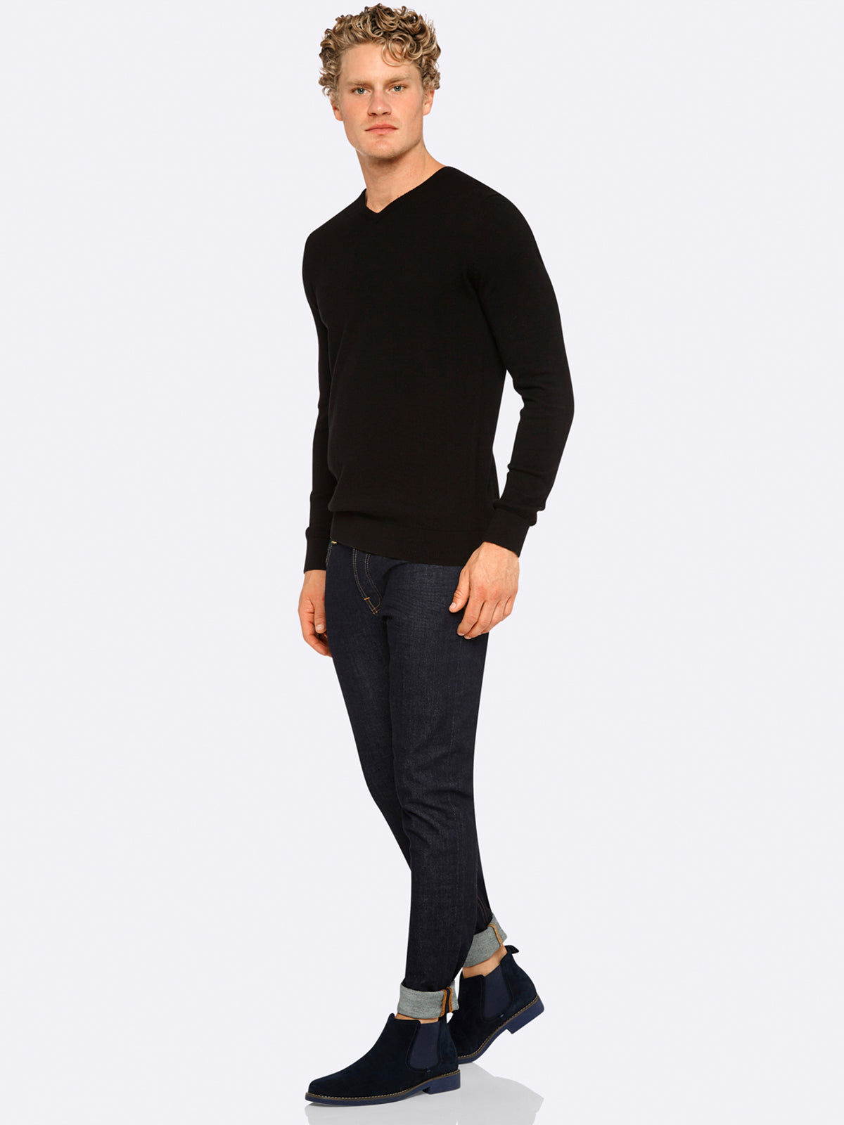 COTTON V-NECK PULLOVER