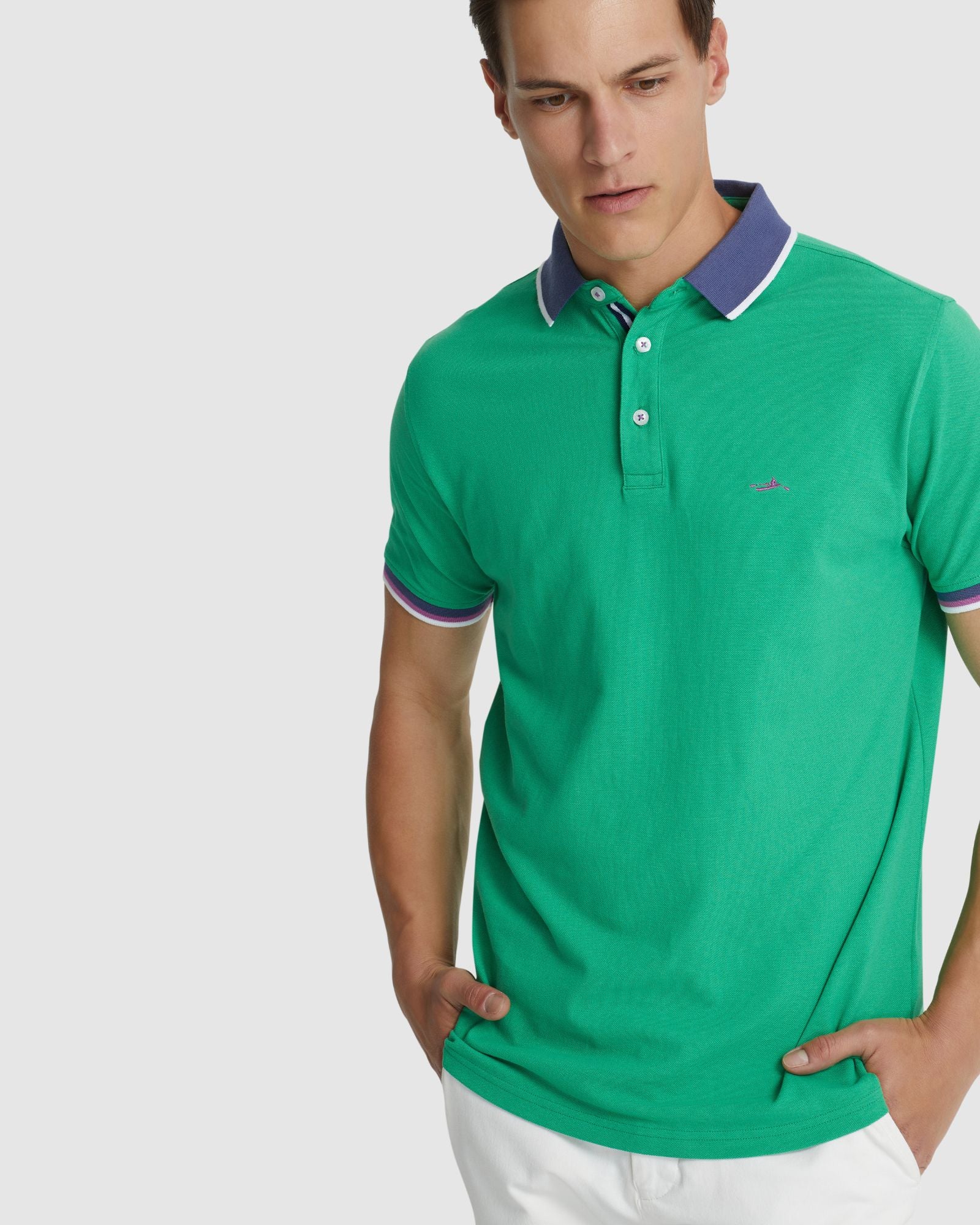 CAM CONTRAST COLLAR PIQUE POLO