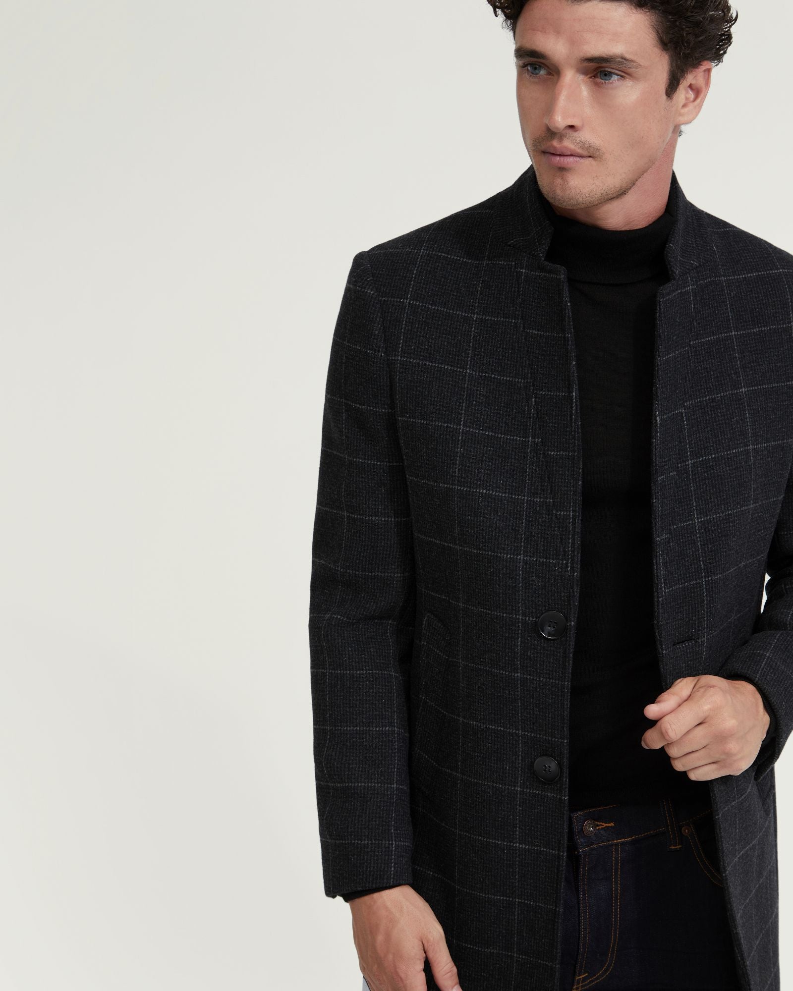 AUSTIN WOOL RICH CHECKED OVERCOAT