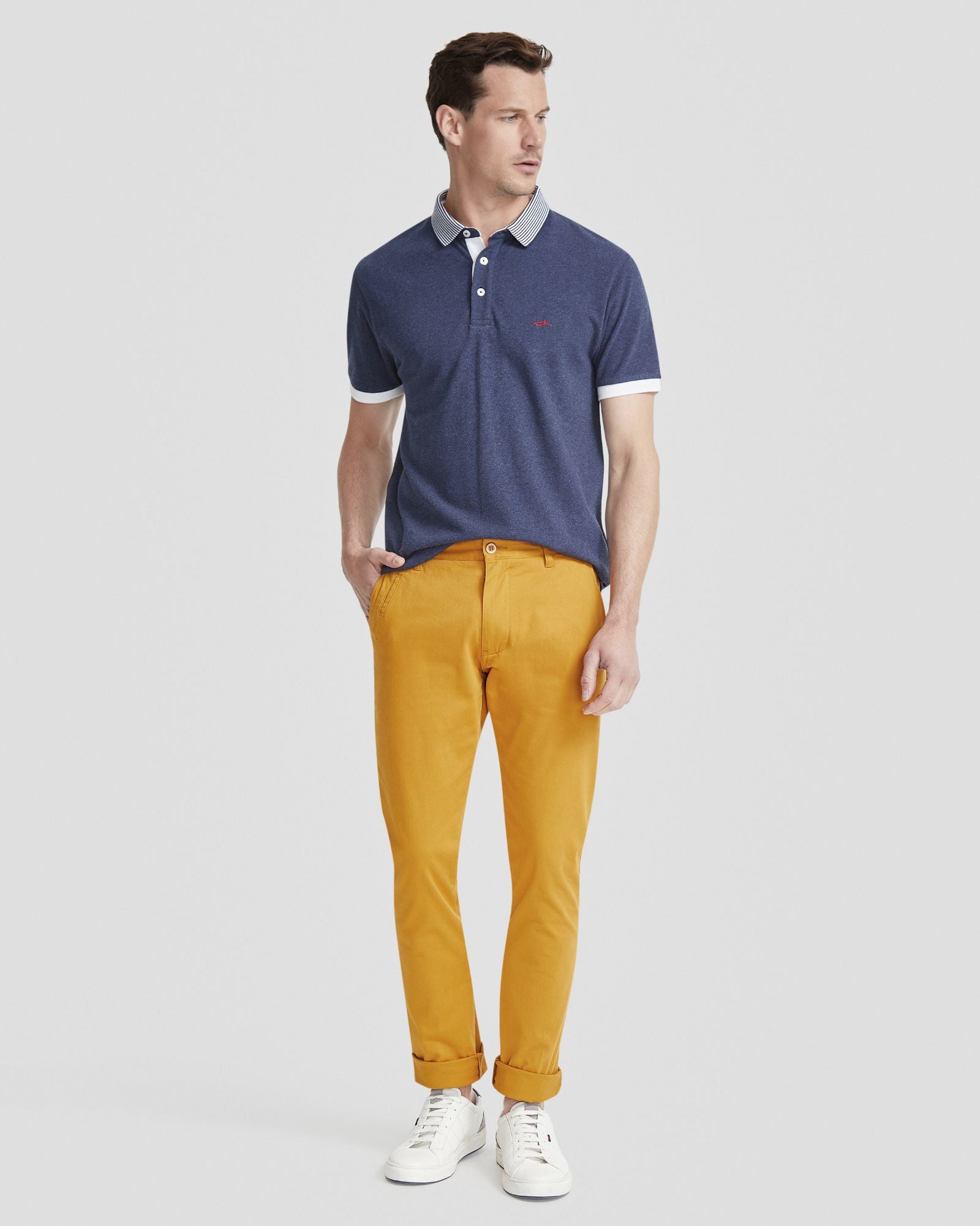 AXELL STRIPED COLLAR PIQUE POLO