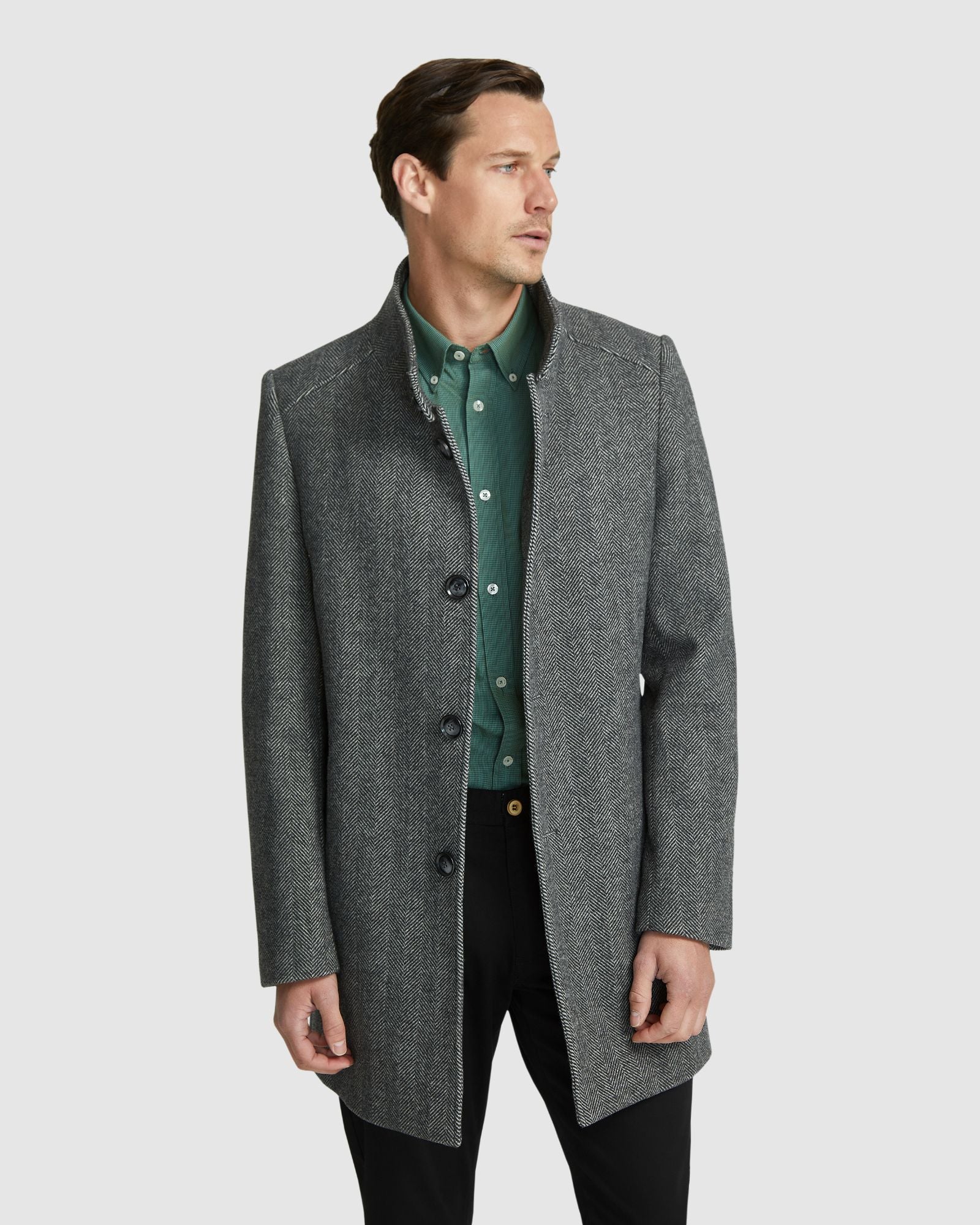 DUNBAR HERRINGBONE WOOL RICH COAT