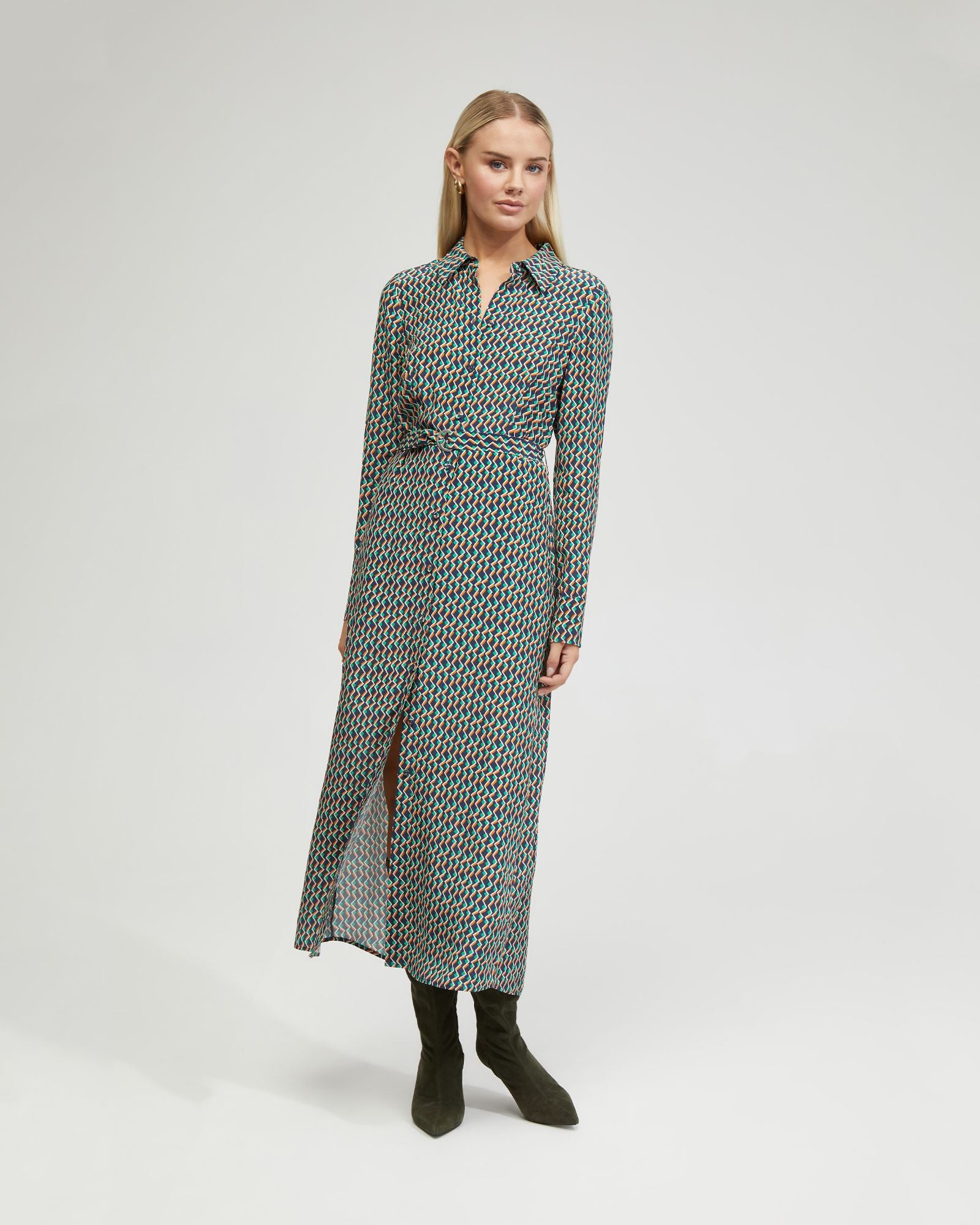 DIANNE ZIGZAG PRINT SHIRT DRESS