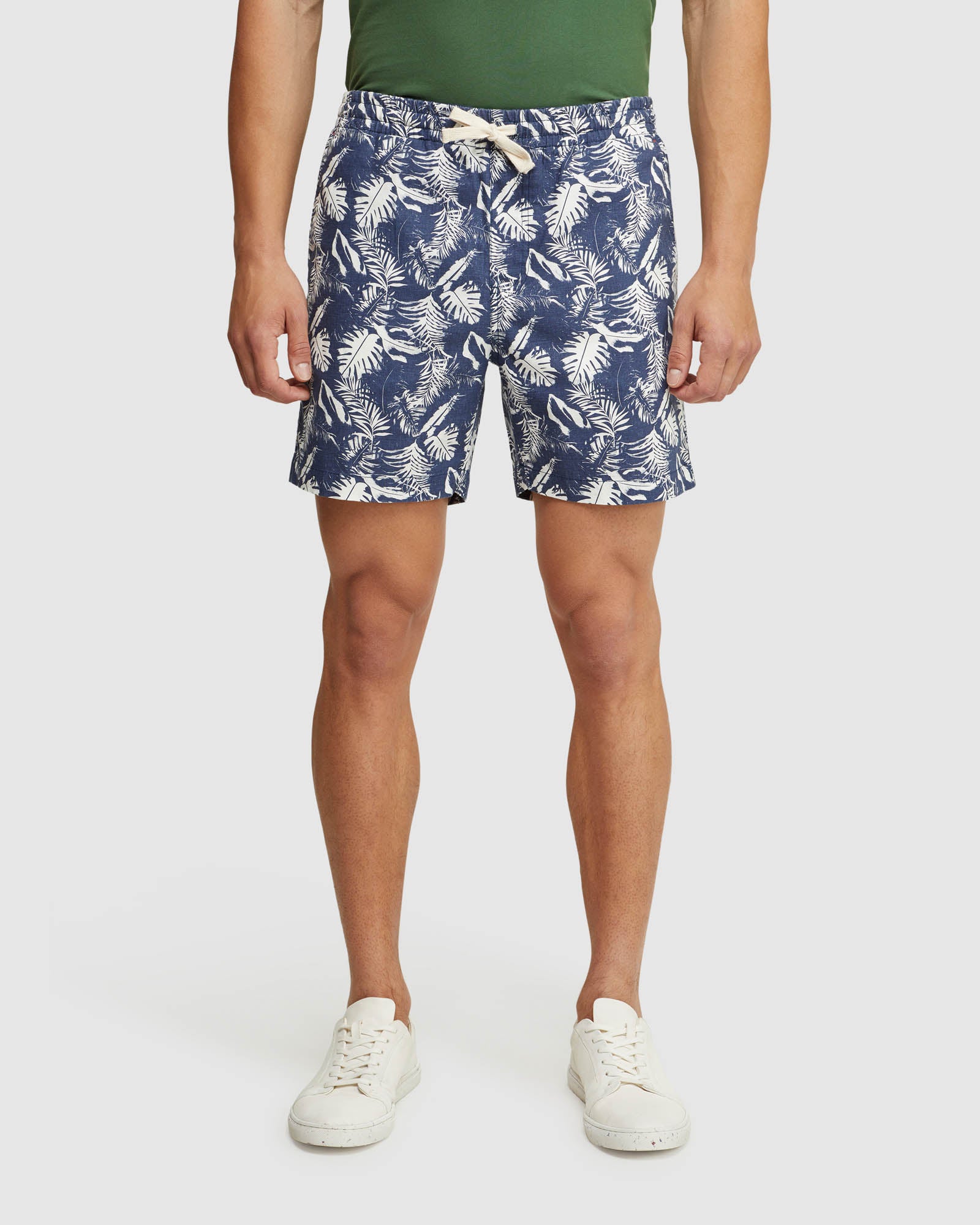 TOBY PALM TREE LINEN COTTON SHORTS