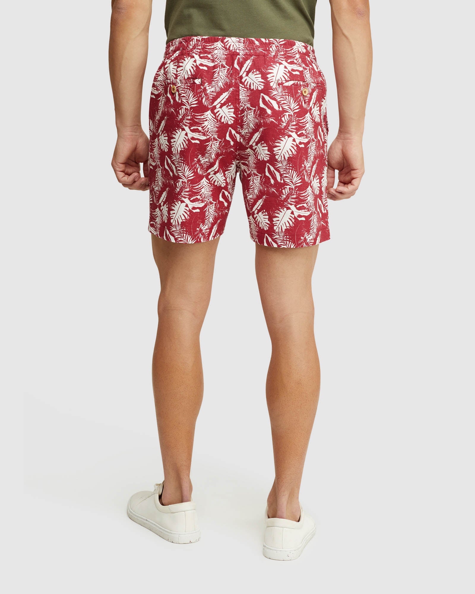 TOBY PALM TREE LINEN COTTON SHORTS