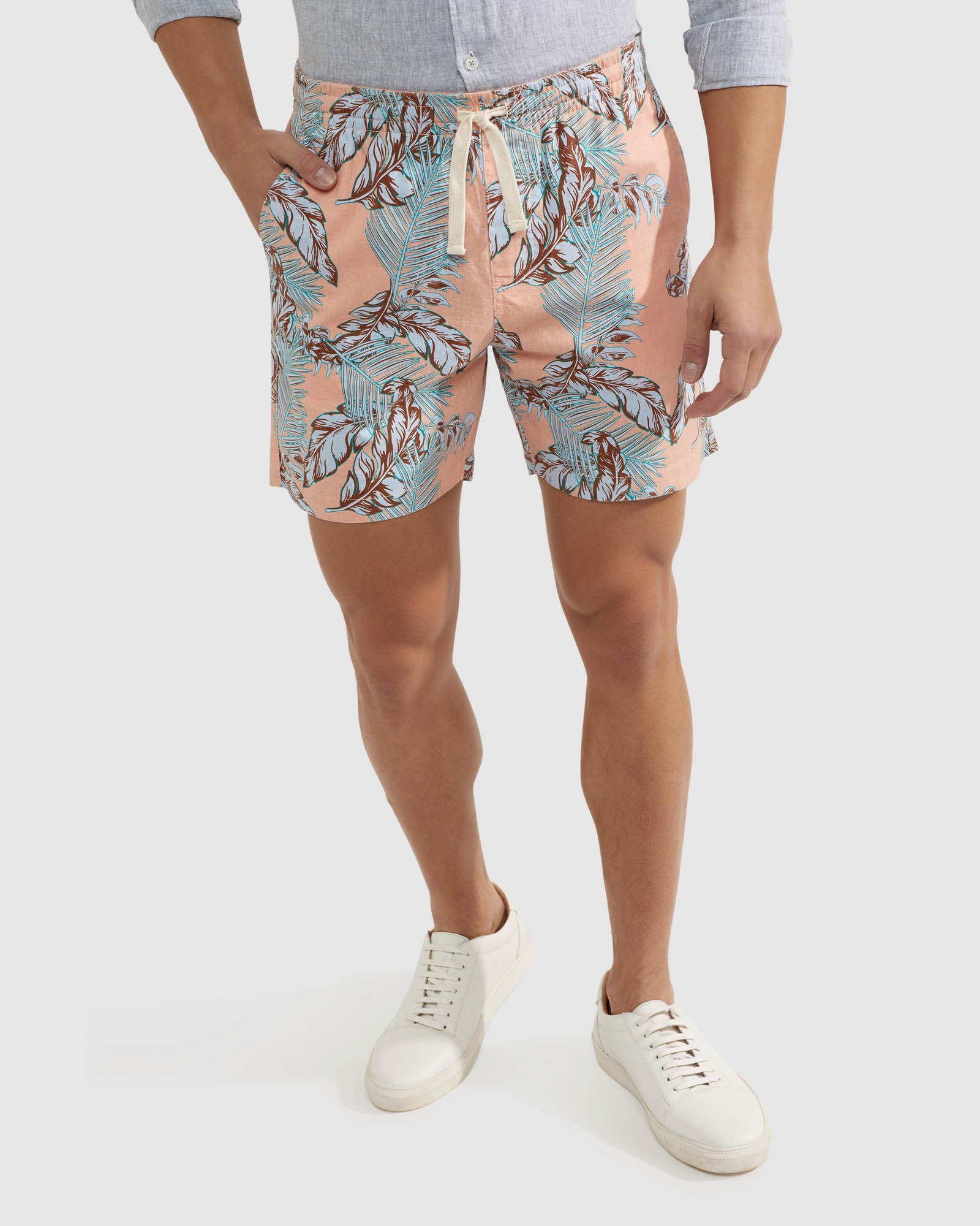 TOBY LINEN COTTON PRINTED SHORTS