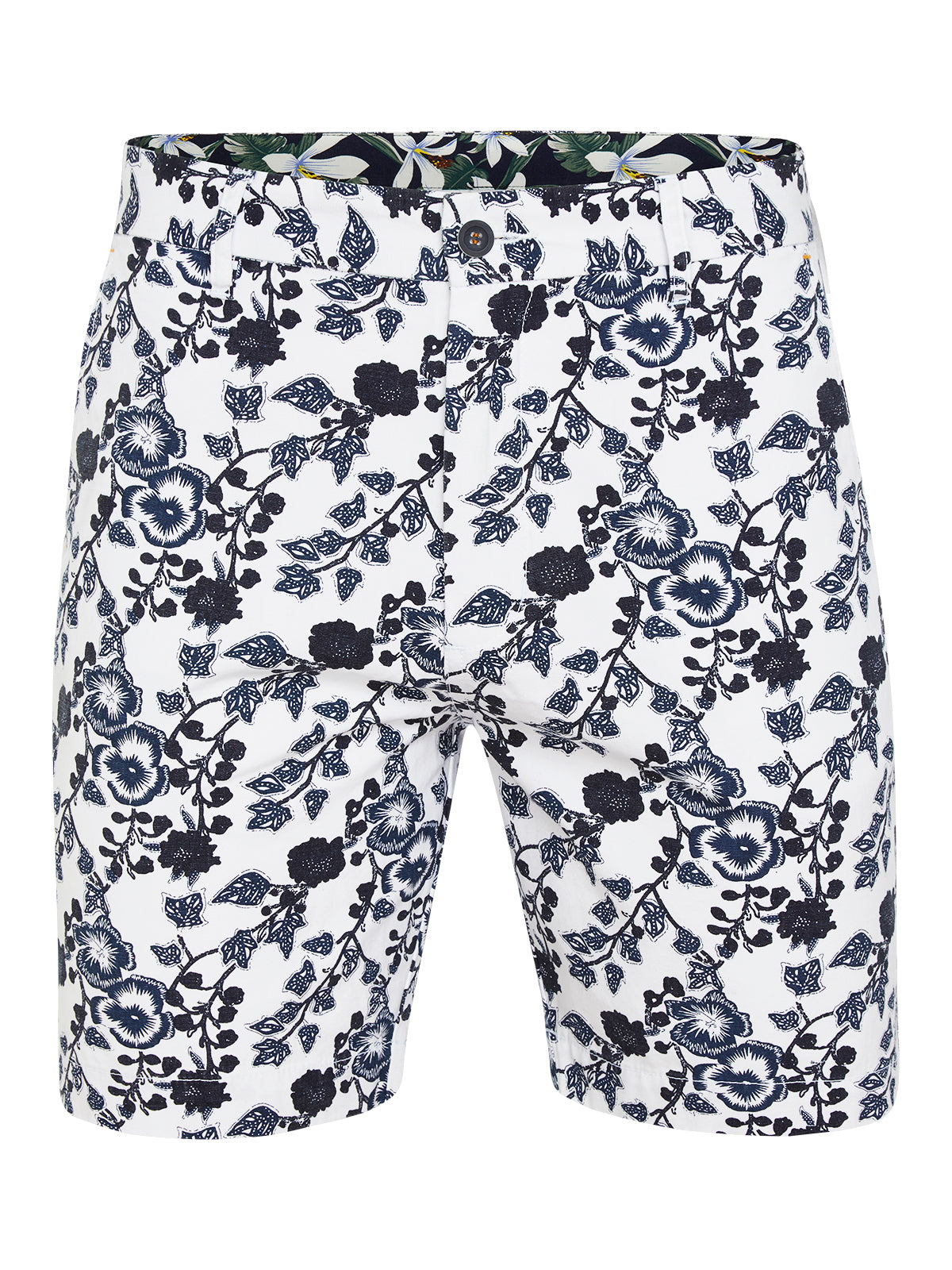 HENRY PRINTED COTTON SHORTS NAVY