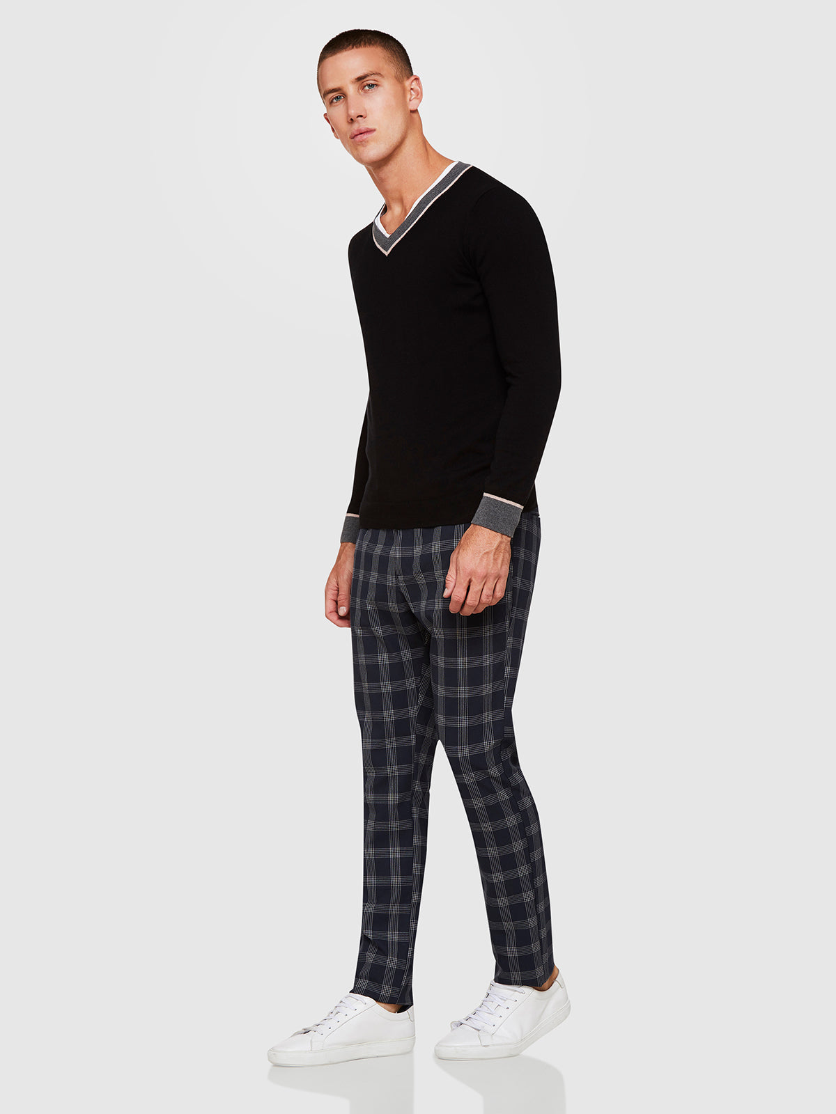 BARNEY CHECKED CROP TROUSERS