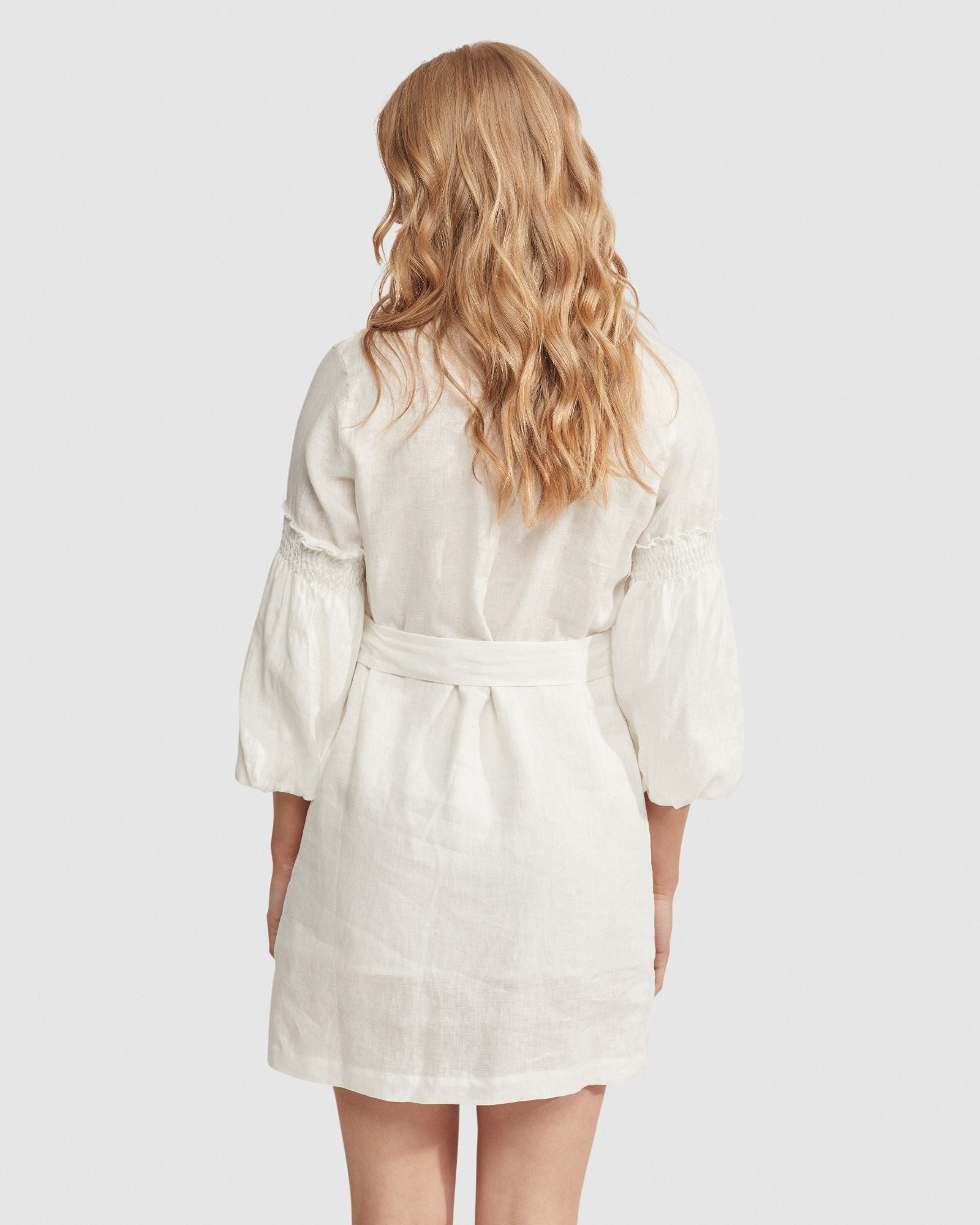 KIANA BALLOON SLEEVE LINEN DRESS