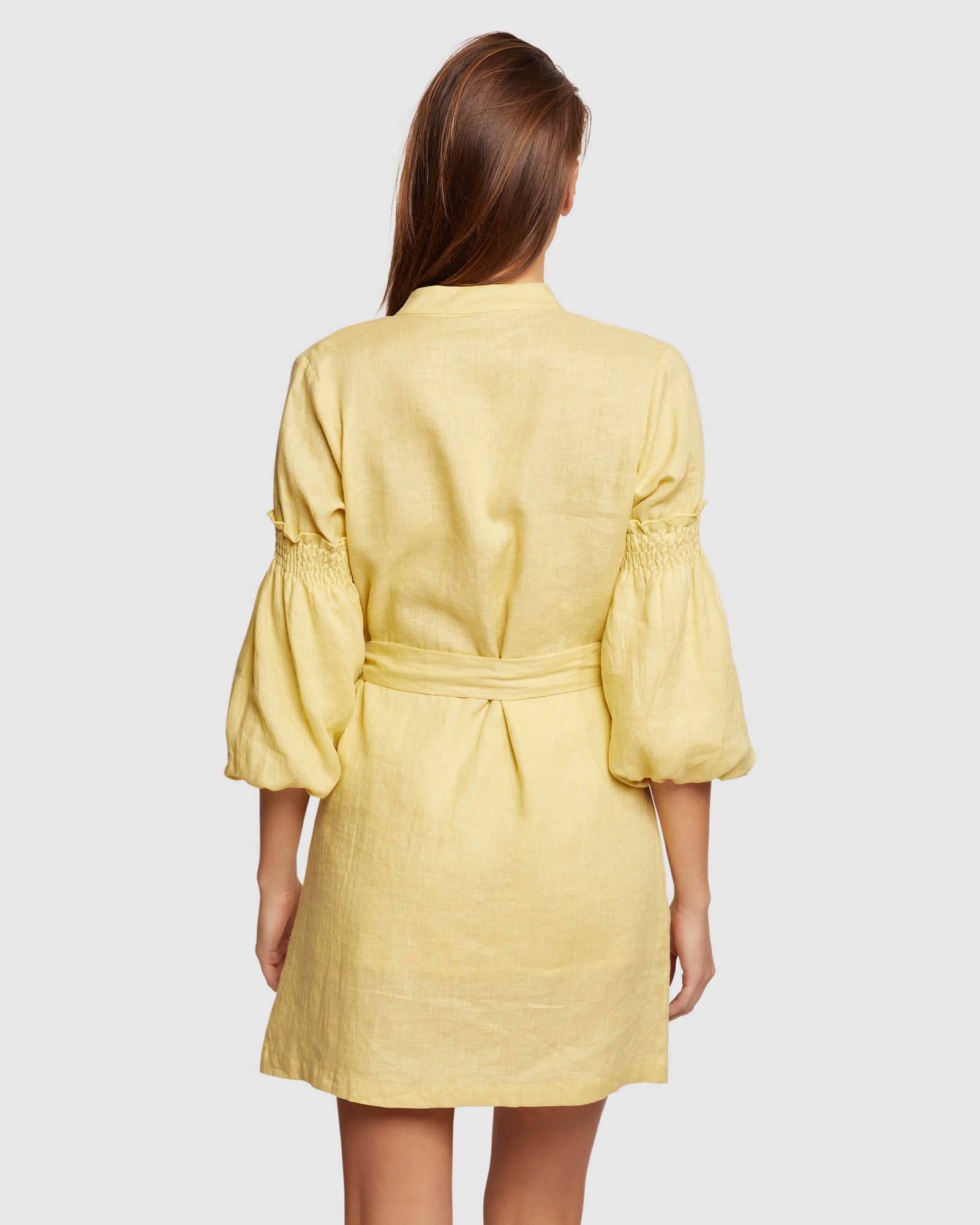 KIANA BALLOON SLEEVE LINEN DRESS