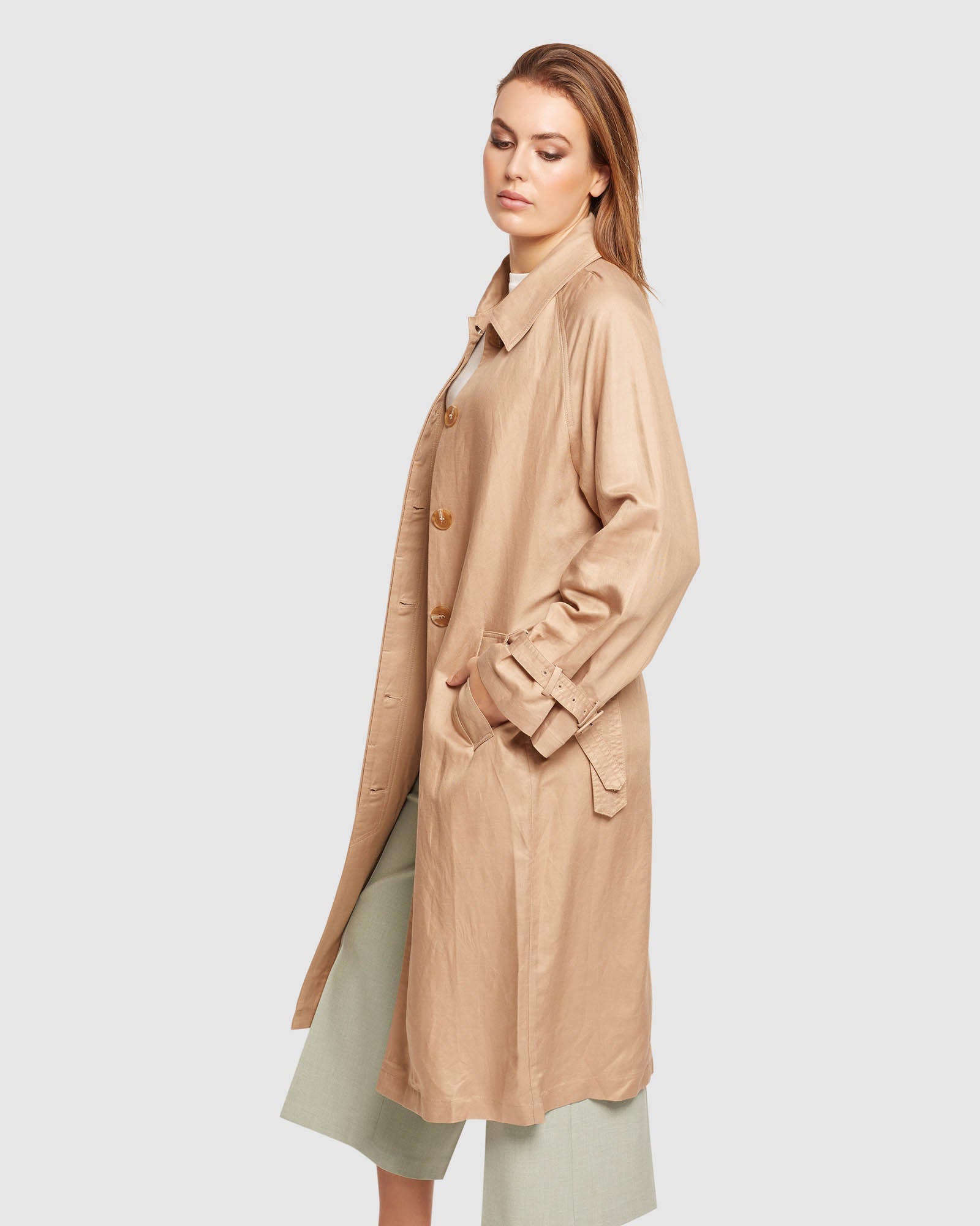 SHERLOCK LINEN BLEND TRENCH COAT