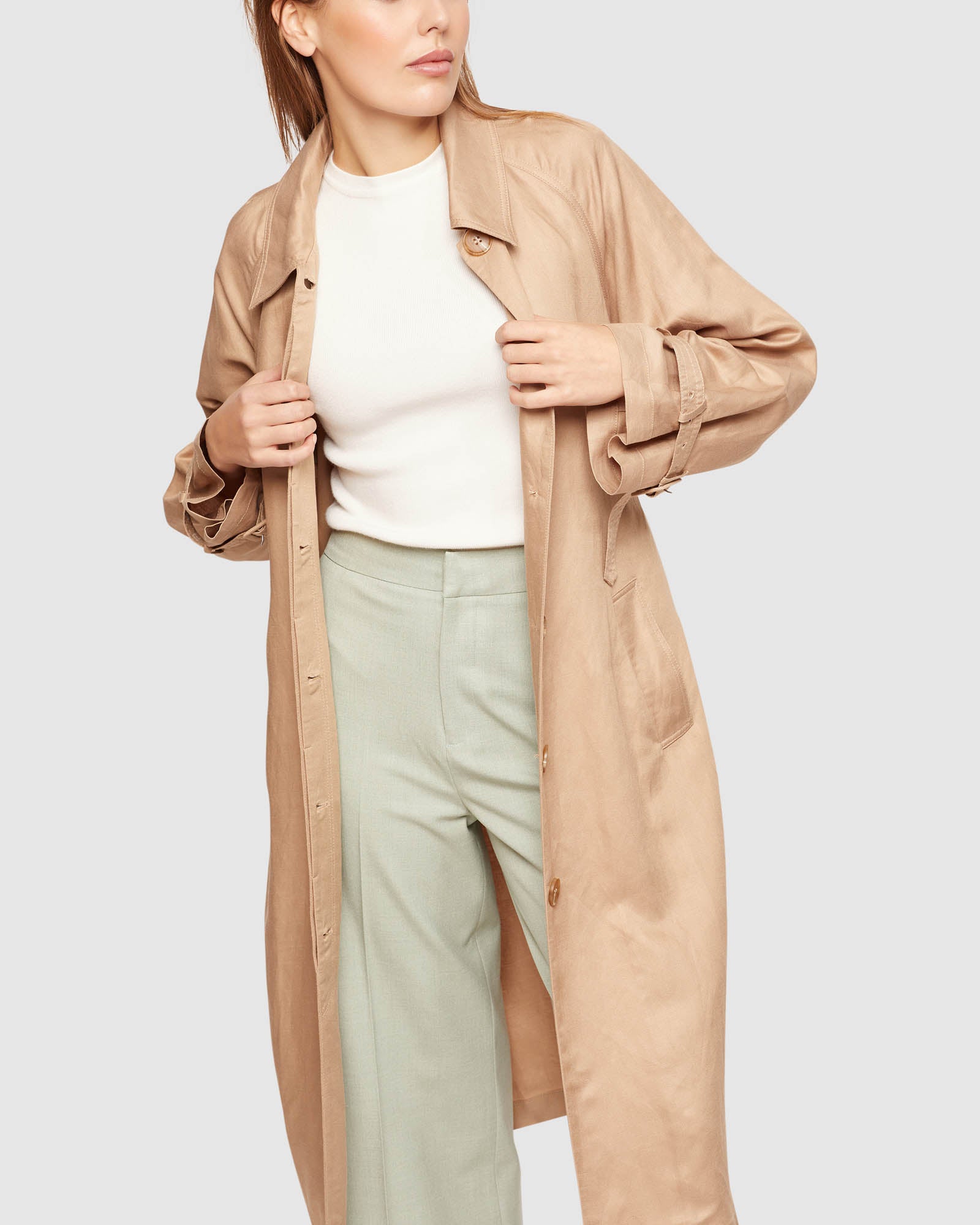 SHERLOCK LINEN BLEND TRENCH COAT