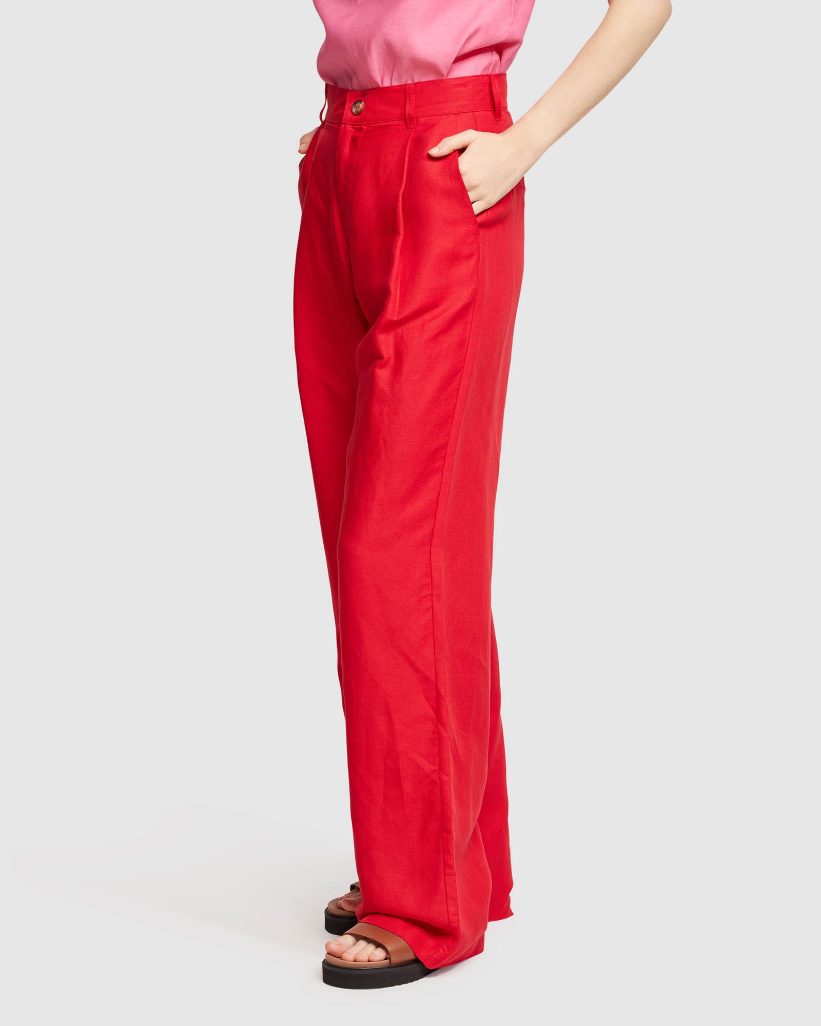 BIANCA LINEN BLEND WIDE LEG PANTS