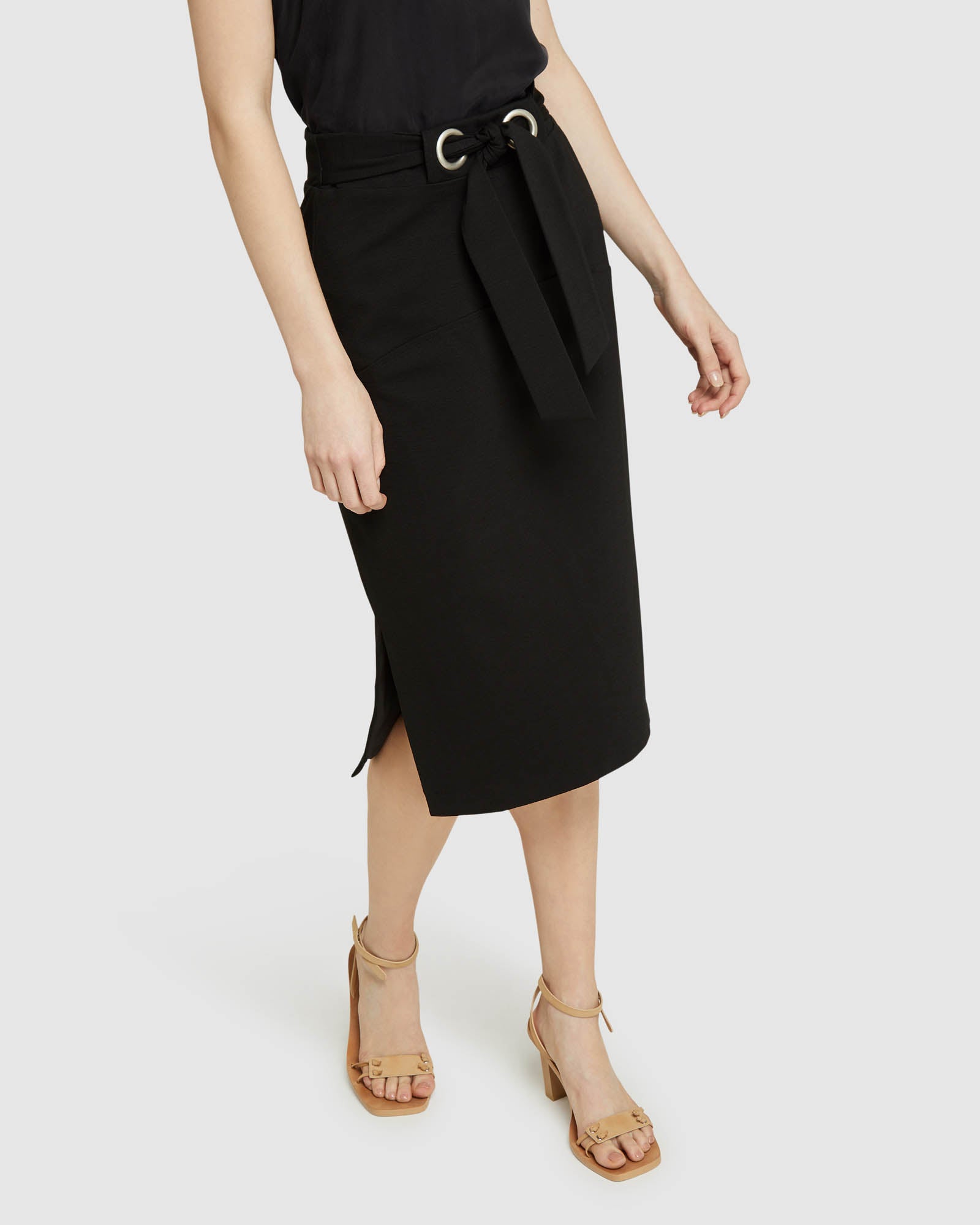 GISELLE EYELET DETAIL PONTI SKIRT