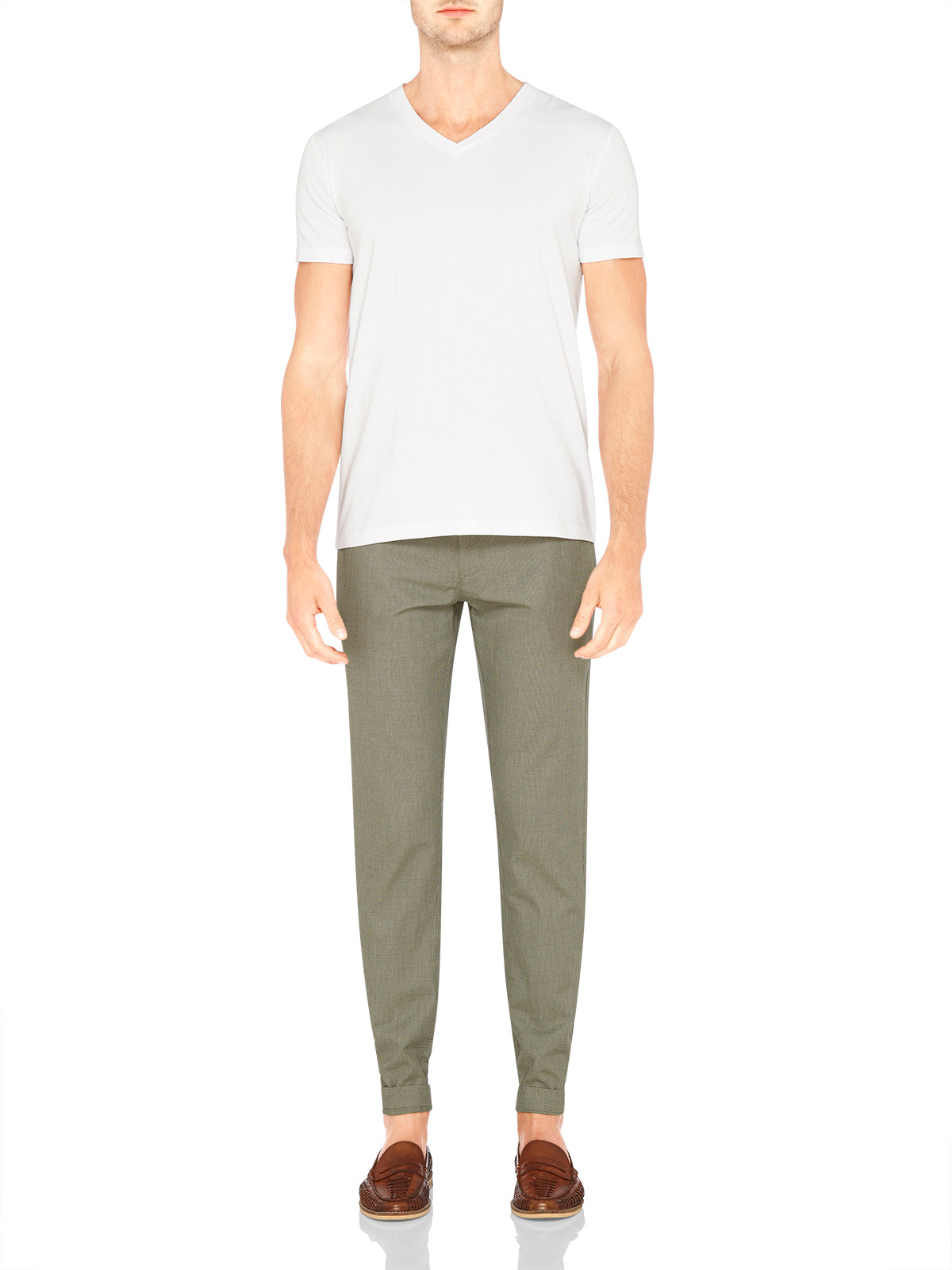 SLIM LEG COTTON TROUSERS