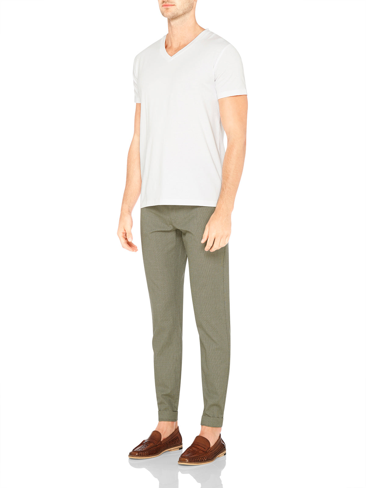 SLIM LEG COTTON TROUSERS