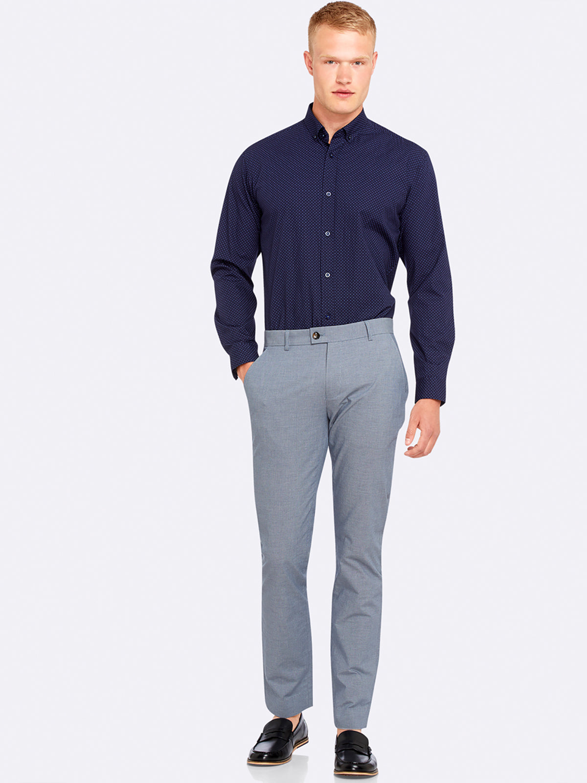 SLIM LEG COTTON TROUSERS