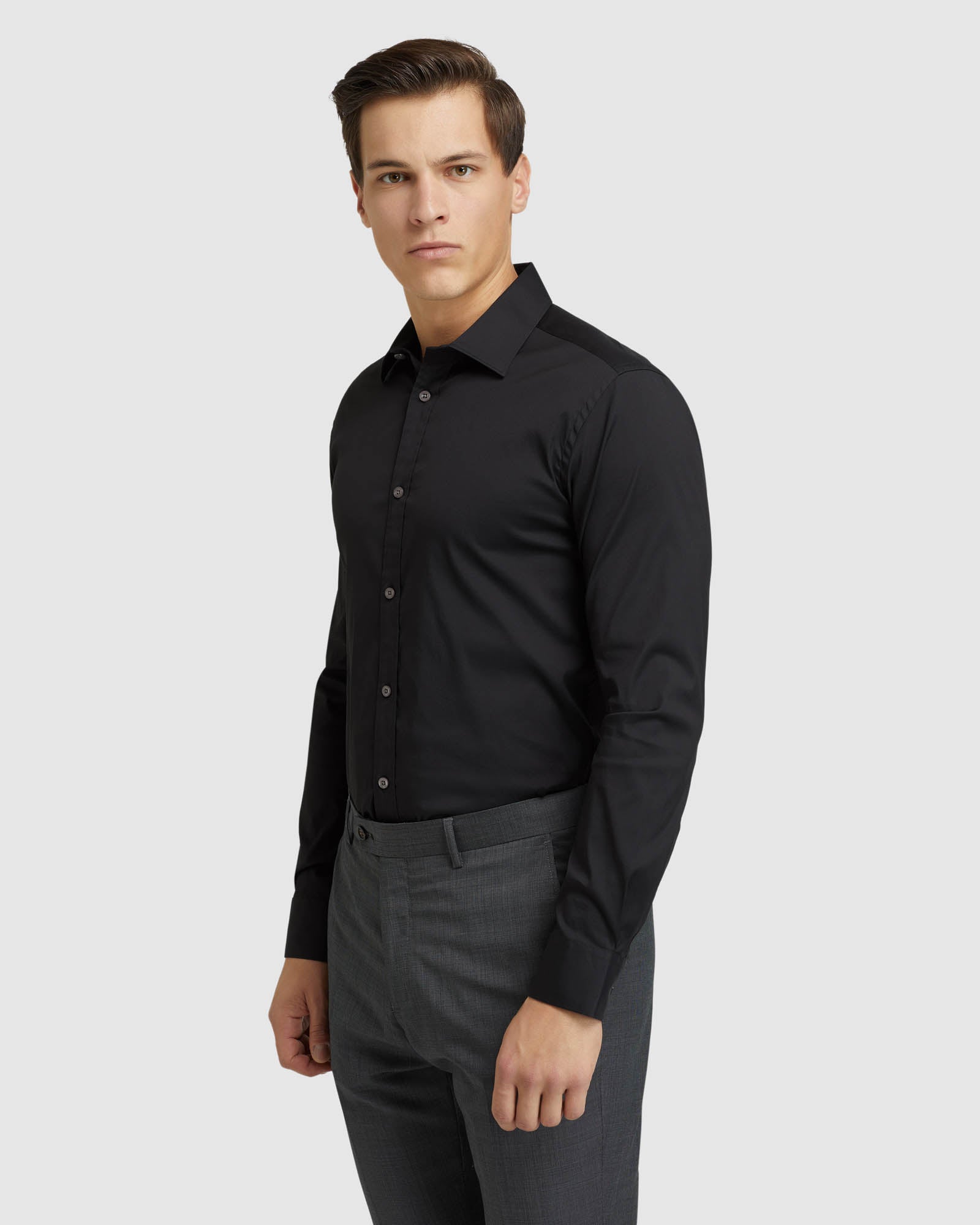 BLACK STRETCH TRAVEL SHIRT