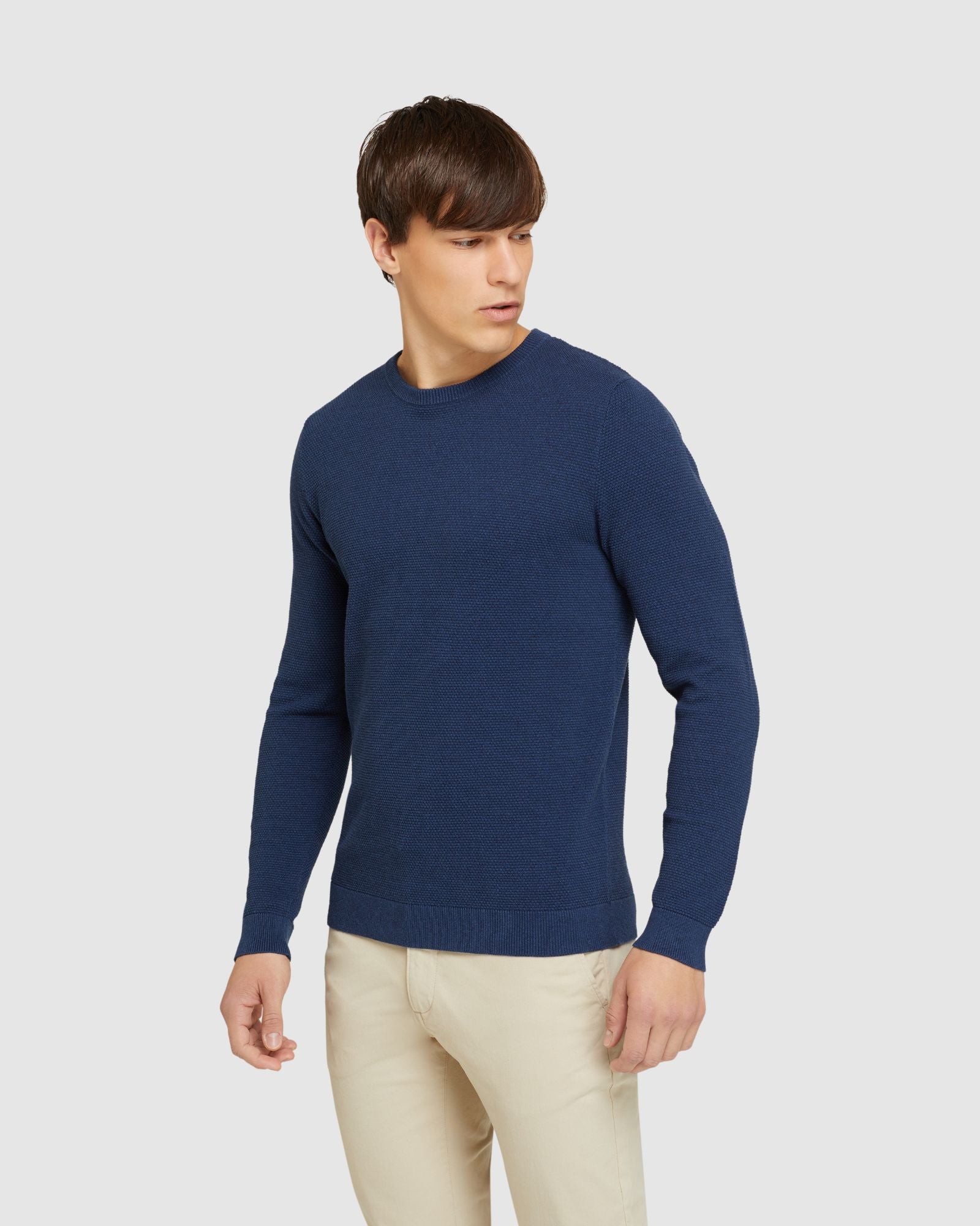 ARLO TEXTURED COTTON CREW NECK KNIT