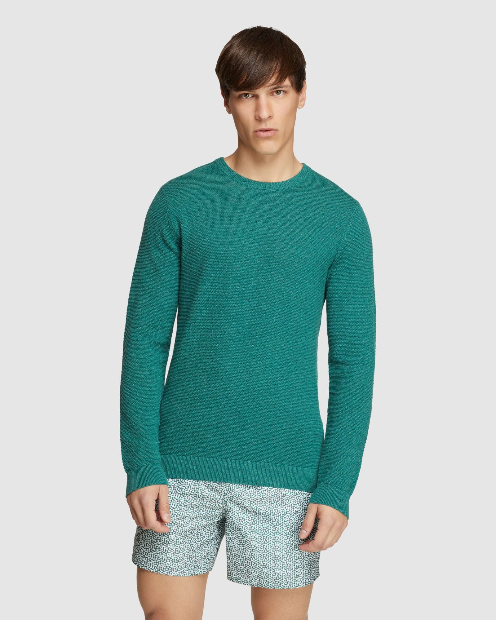 ARLO TEXTURED COTTON CREW NECK KNIT