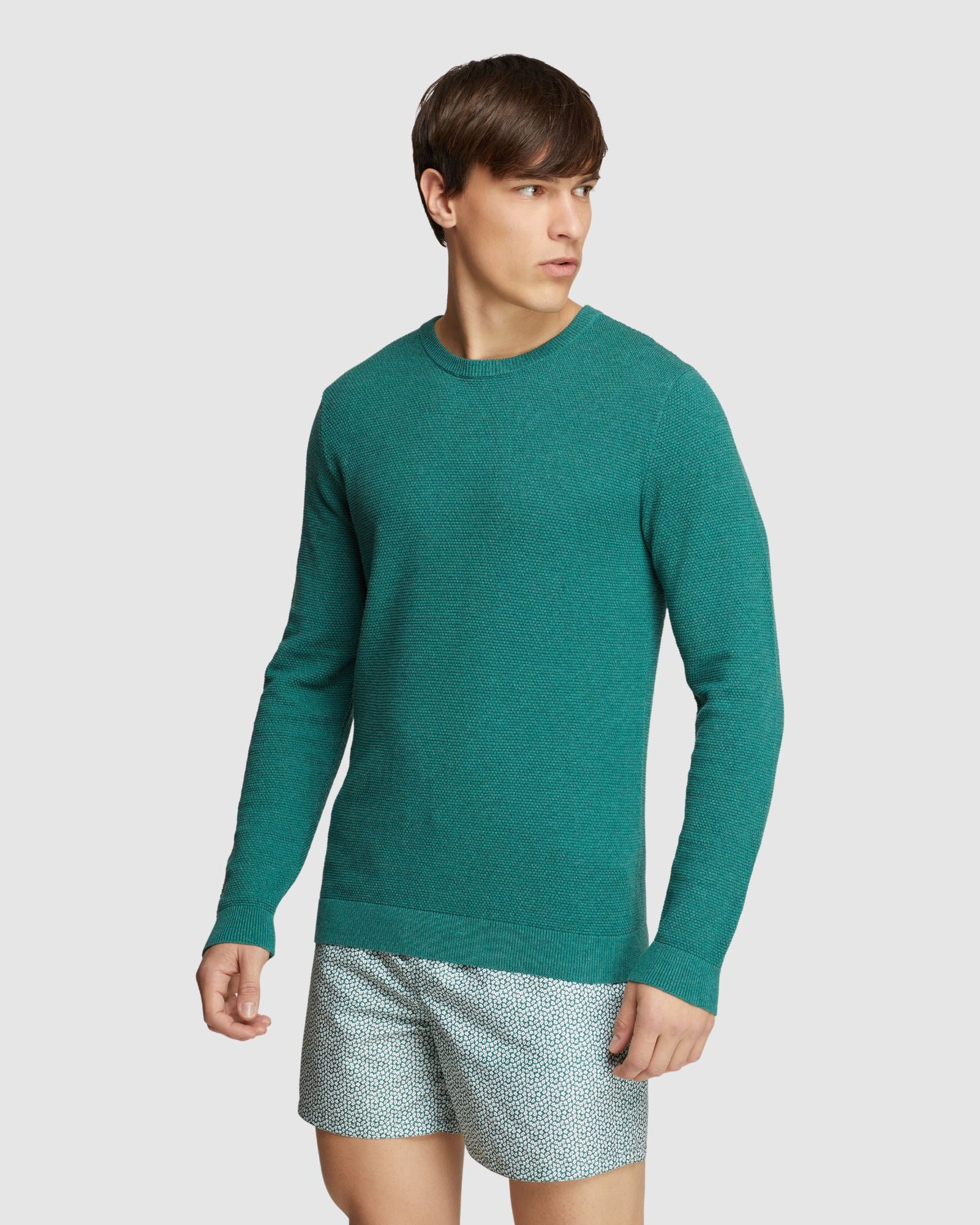 ARLO TEXTURED COTTON CREW NECK KNIT