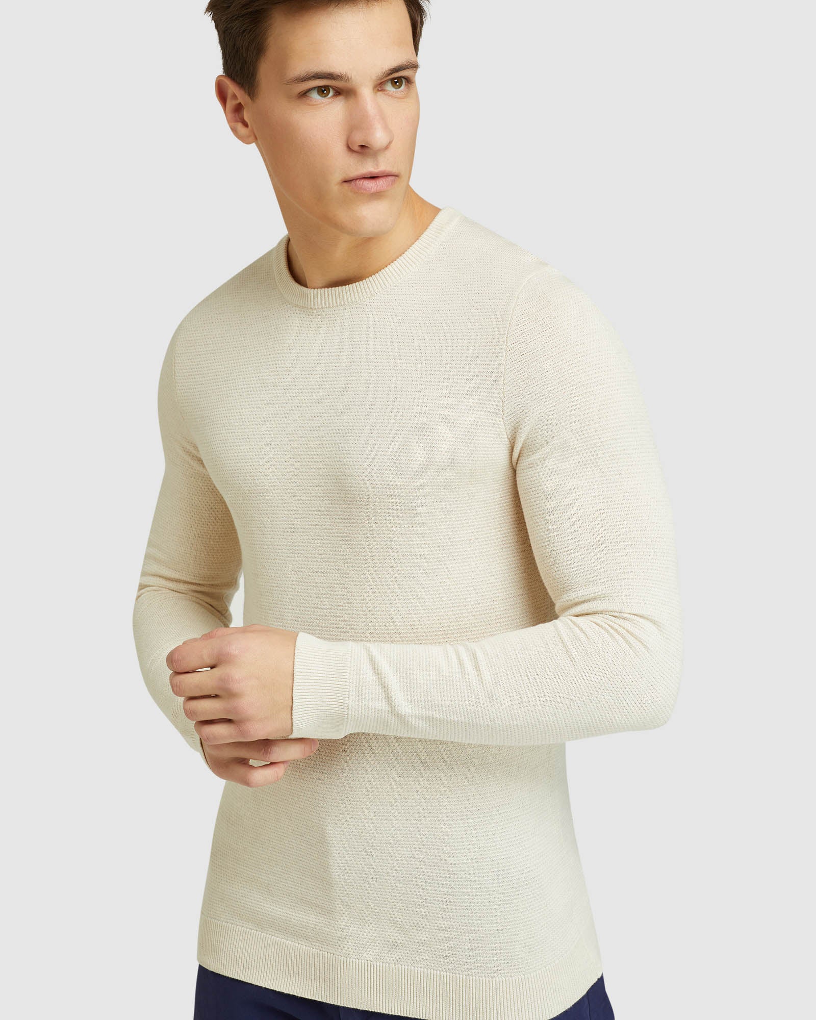 ARLO TEXTURED COTTON CREW NECK KNIT