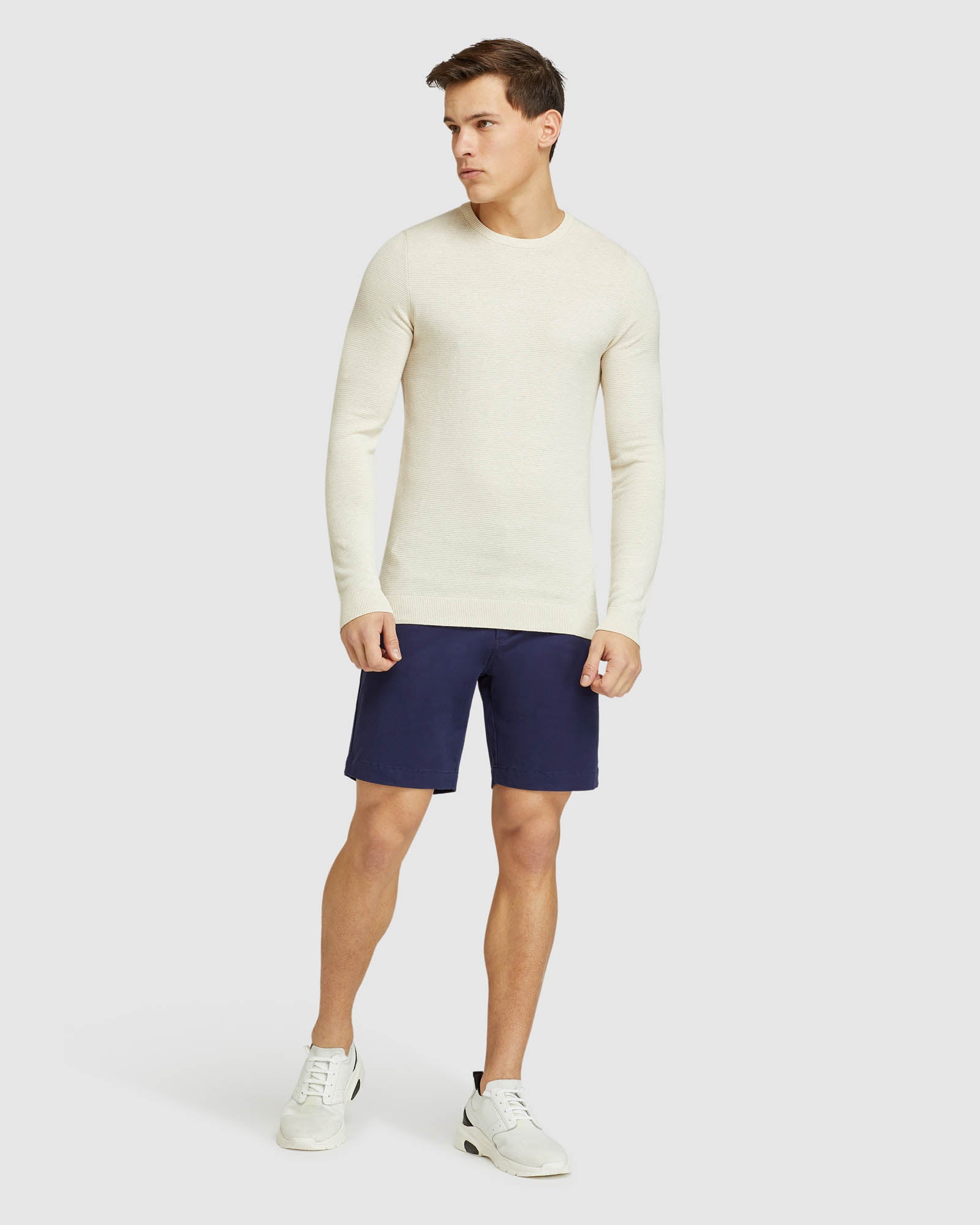 ARLO TEXTURED COTTON CREW NECK KNIT