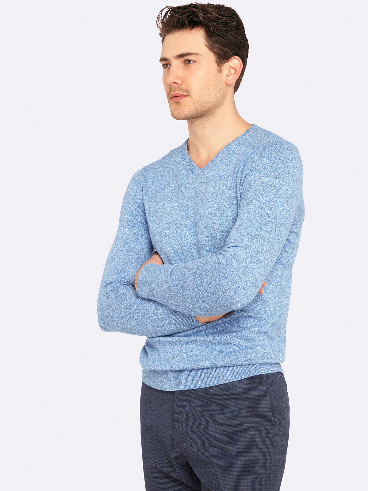 BASIC COTTON V-NECK PULLOVER