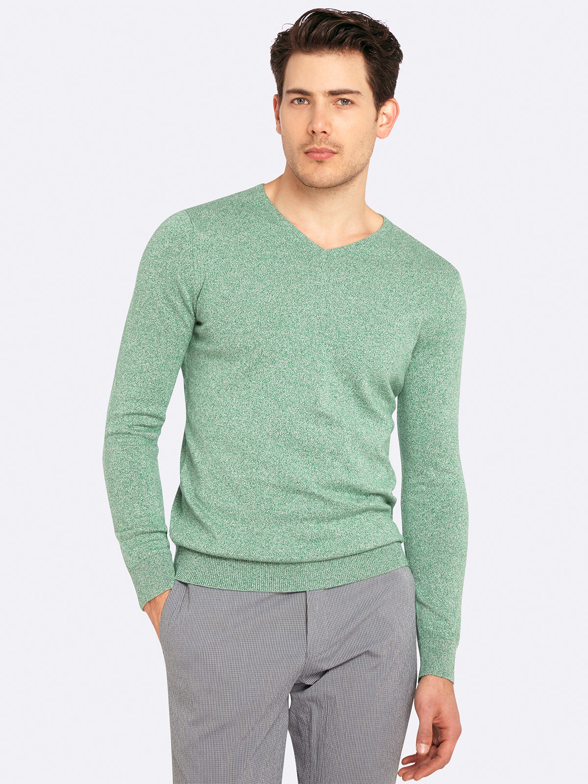 BASIC COTTON V-NECK PULLOVER