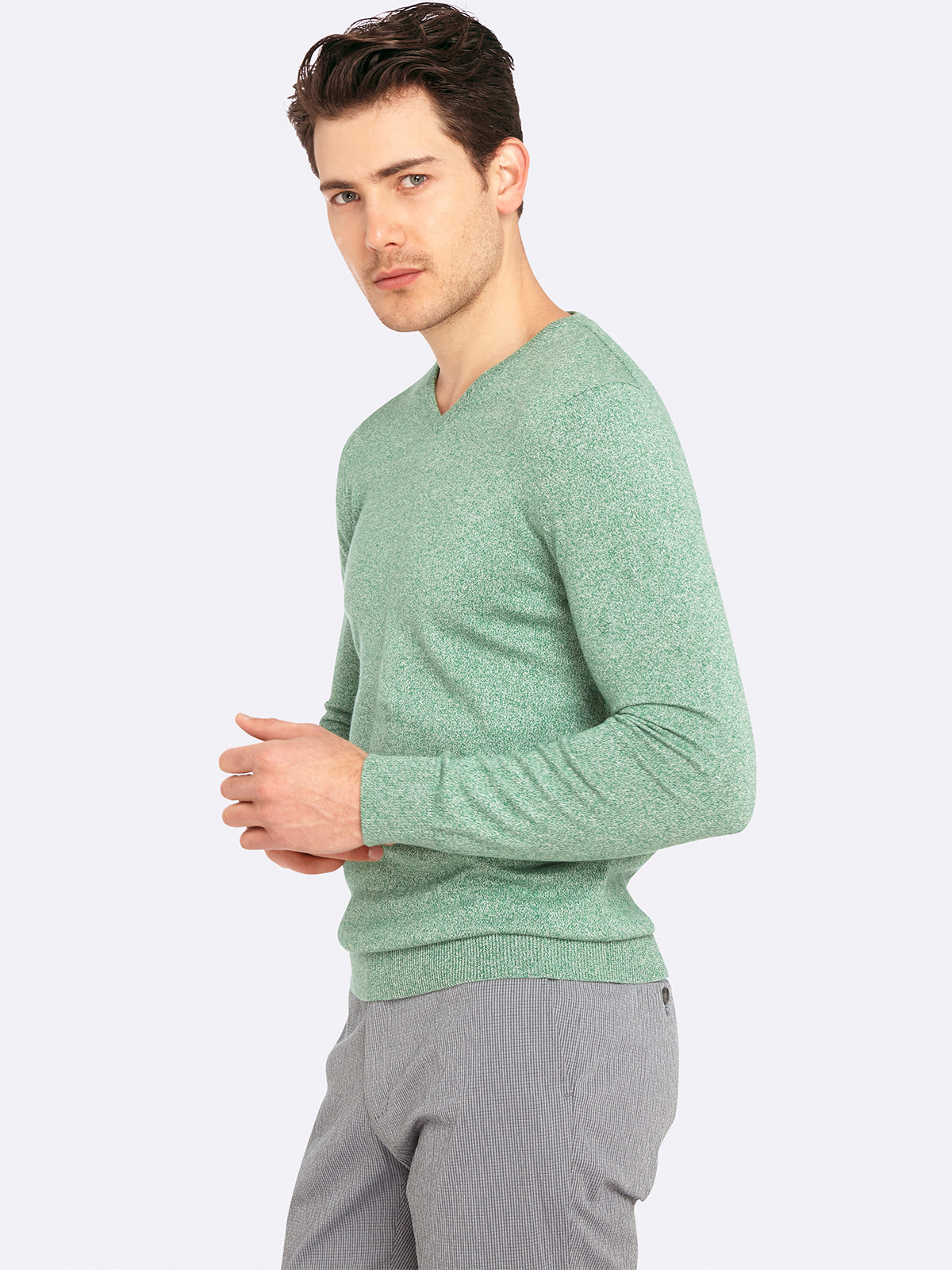 BASIC COTTON V-NECK PULLOVER