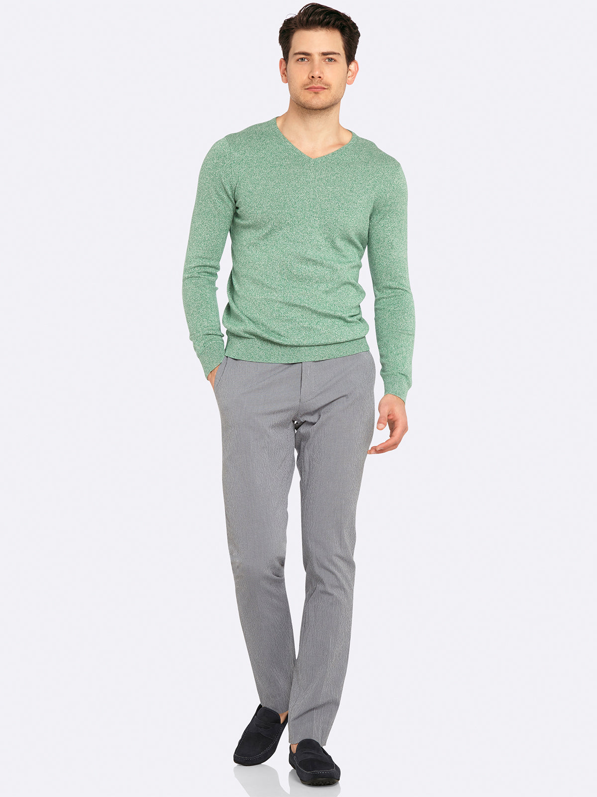 BASIC COTTON V-NECK PULLOVER