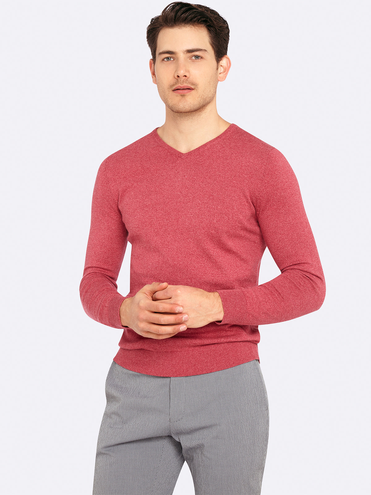 BASIC COTTON V-NECK PULLOVER