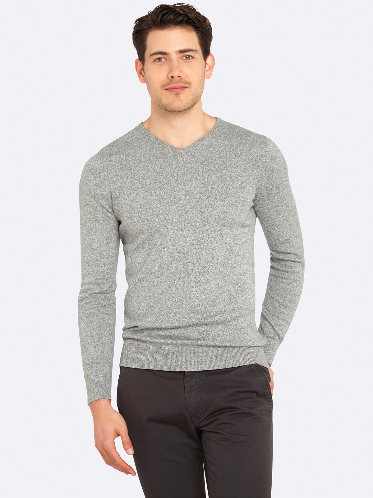 BASIC COTTON V-NECK PULLOVER