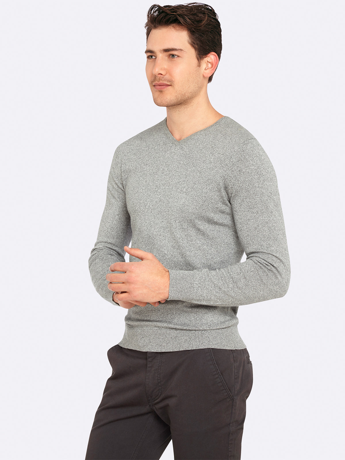 BASIC COTTON V-NECK PULLOVER