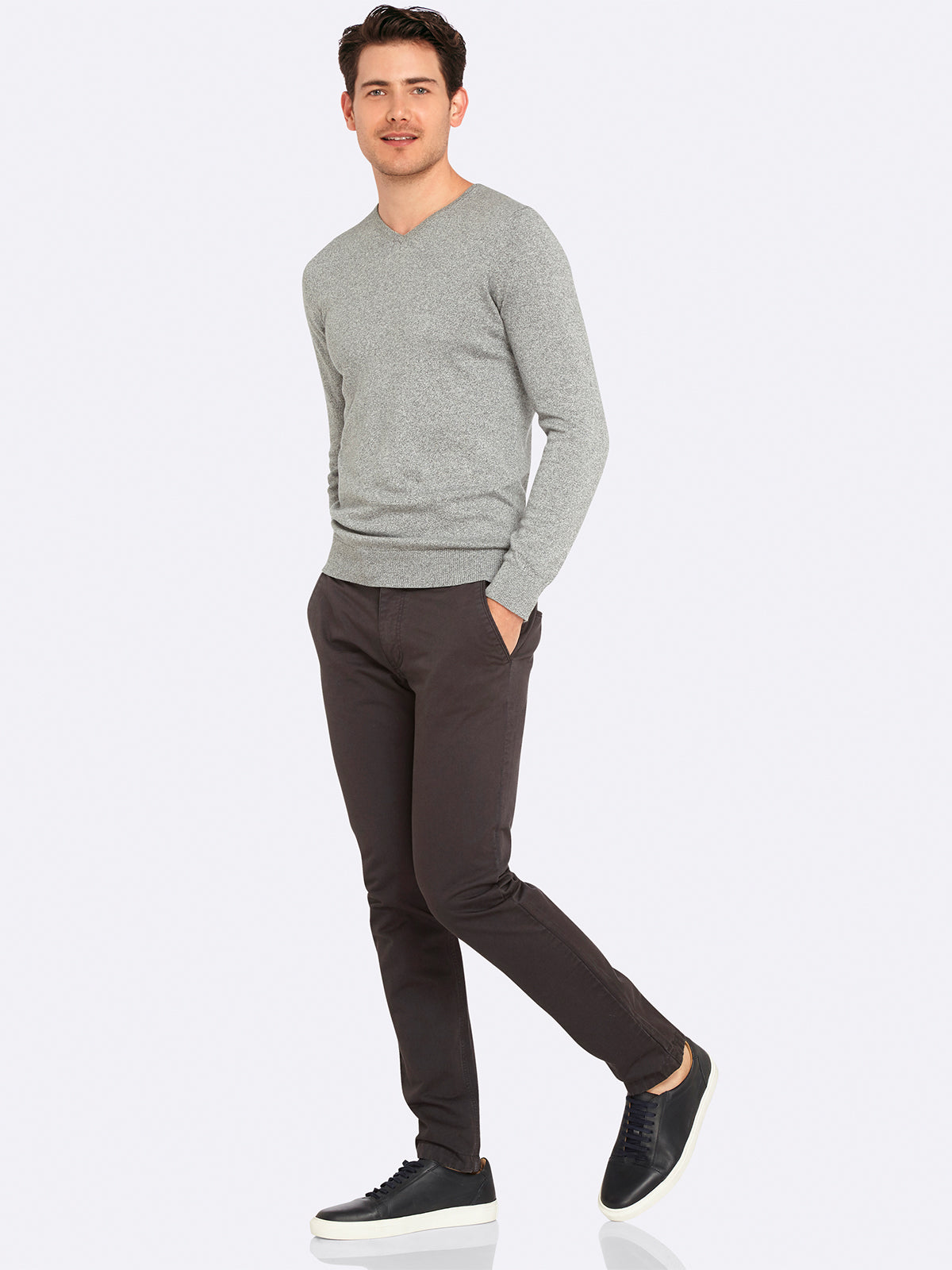 BASIC COTTON V-NECK PULLOVER