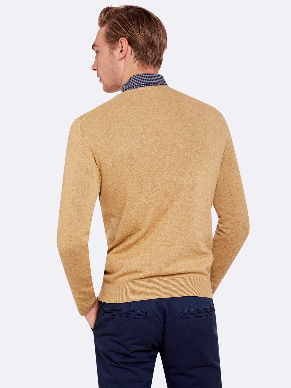 BASIC COTTON V-NECK PULLOVER