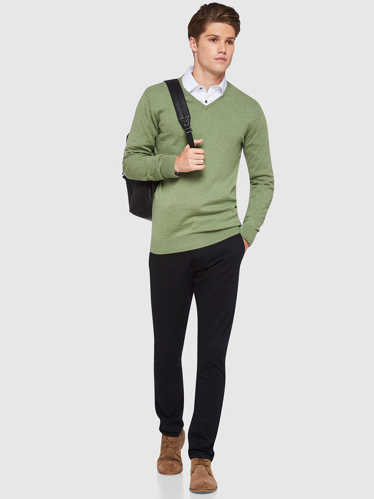 COTTON V-NECK PULLOVER