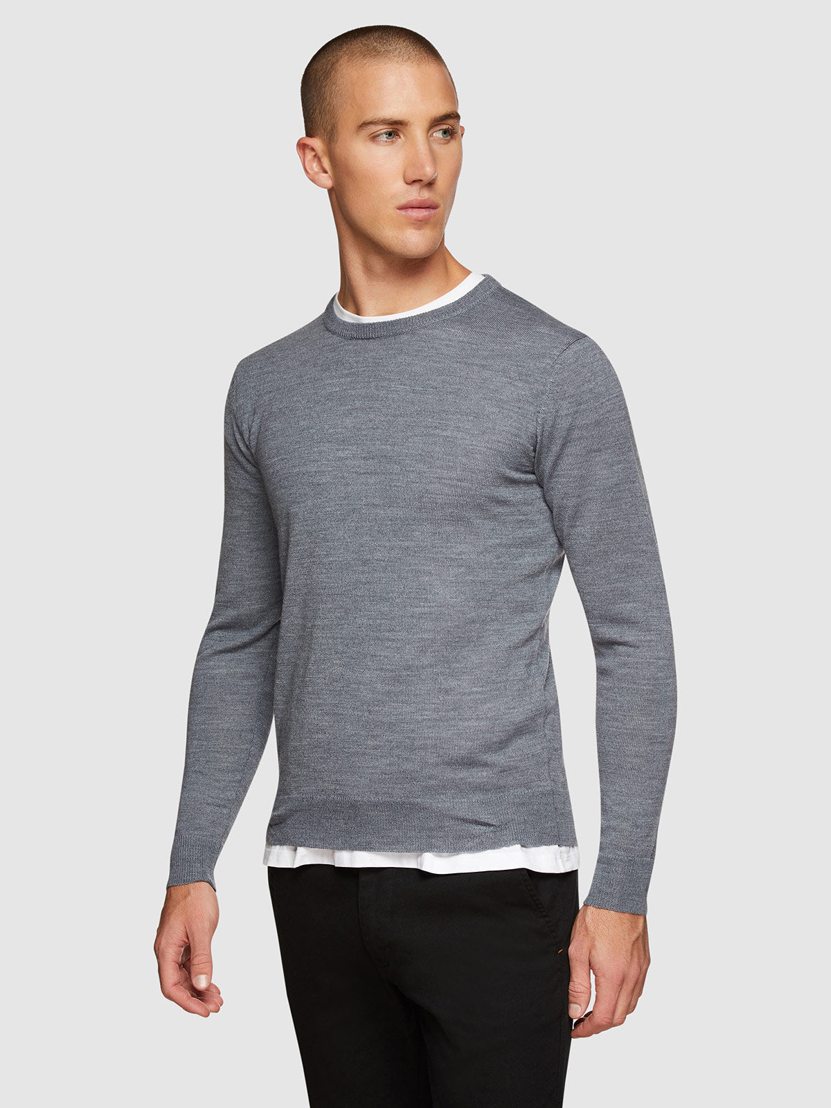 CREW NECK WOOL BLEND PULLOVER