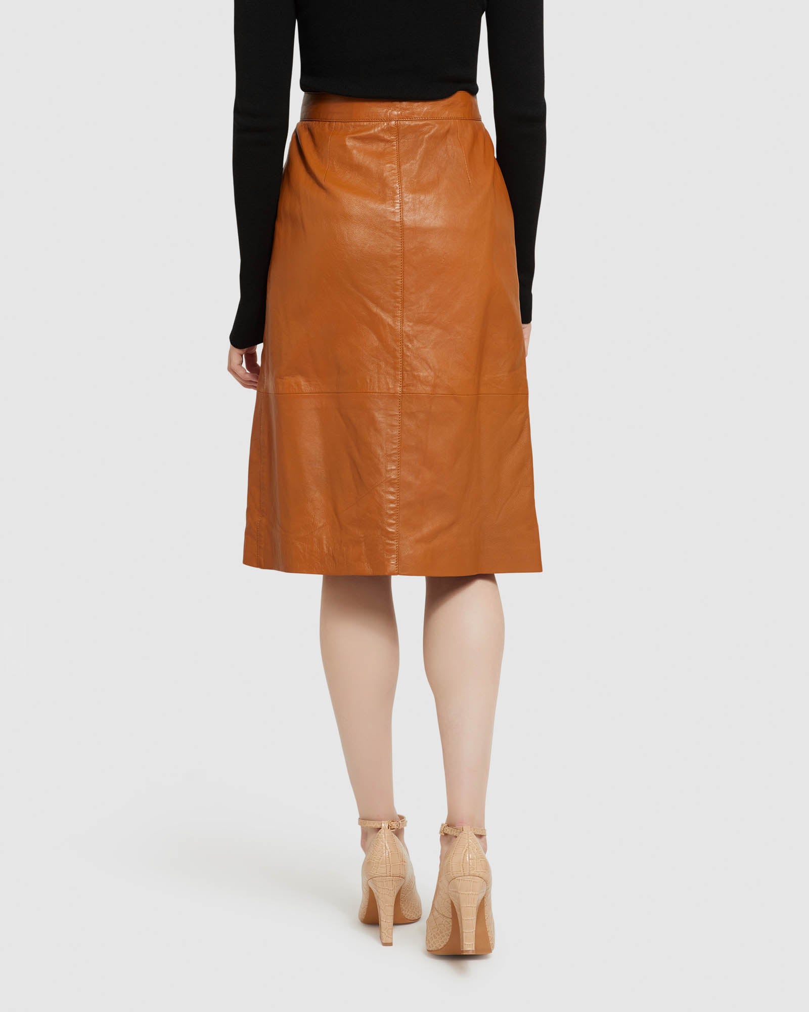 GIGI A-LINE LEATHER SKIRT