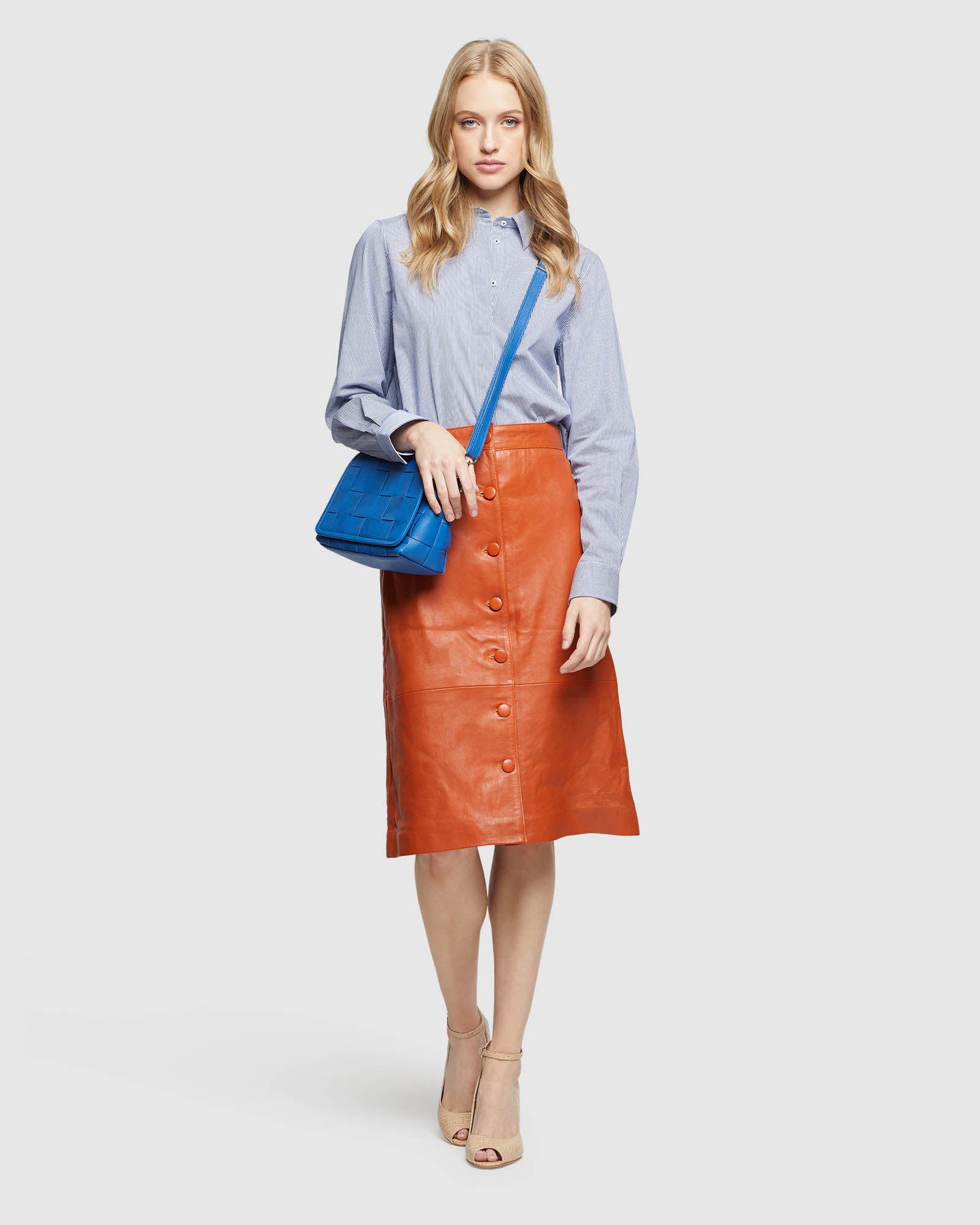 GIGI A-LINE LEATHER SKIRT