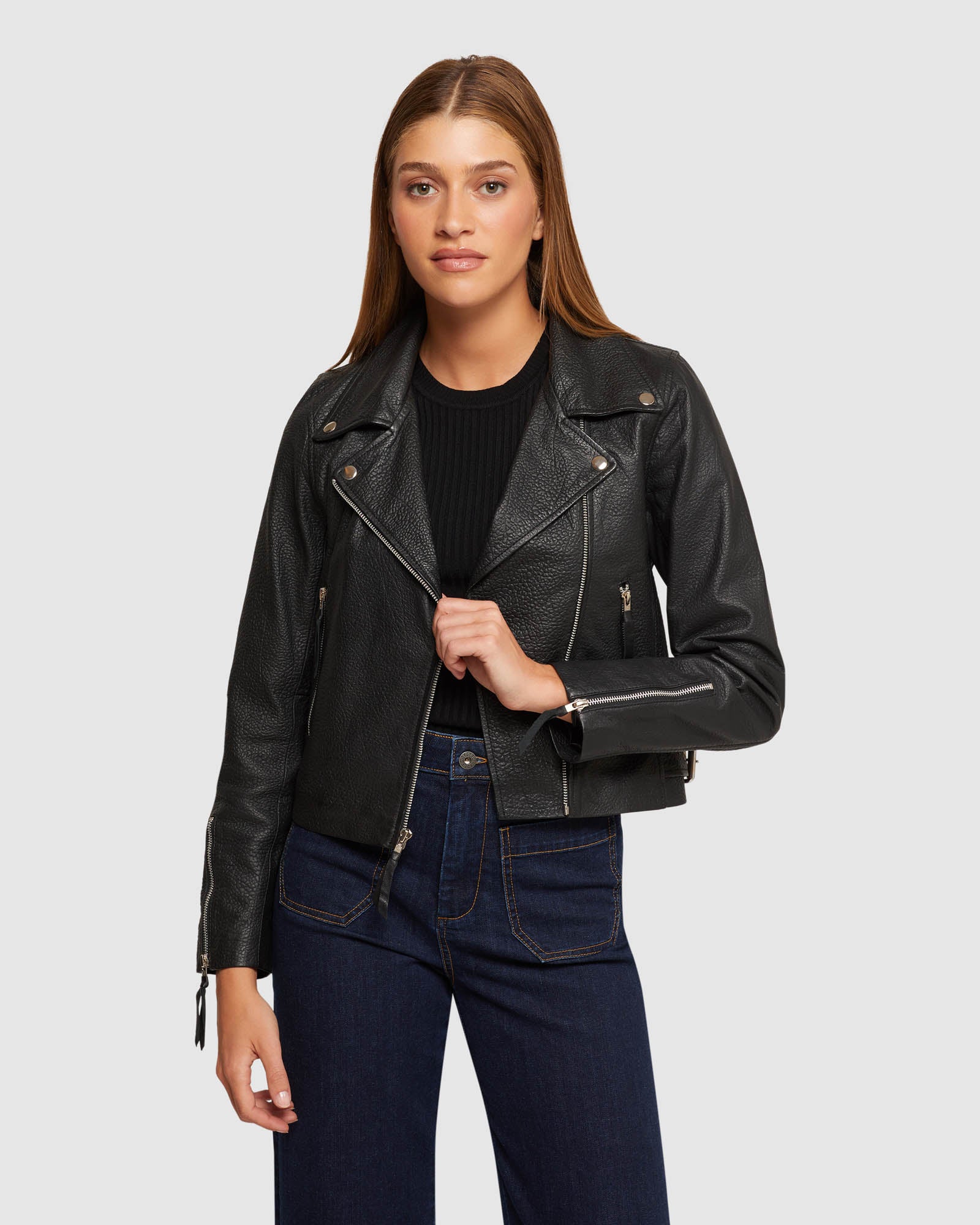 SANDY TEXTURED LEATHER JACKET