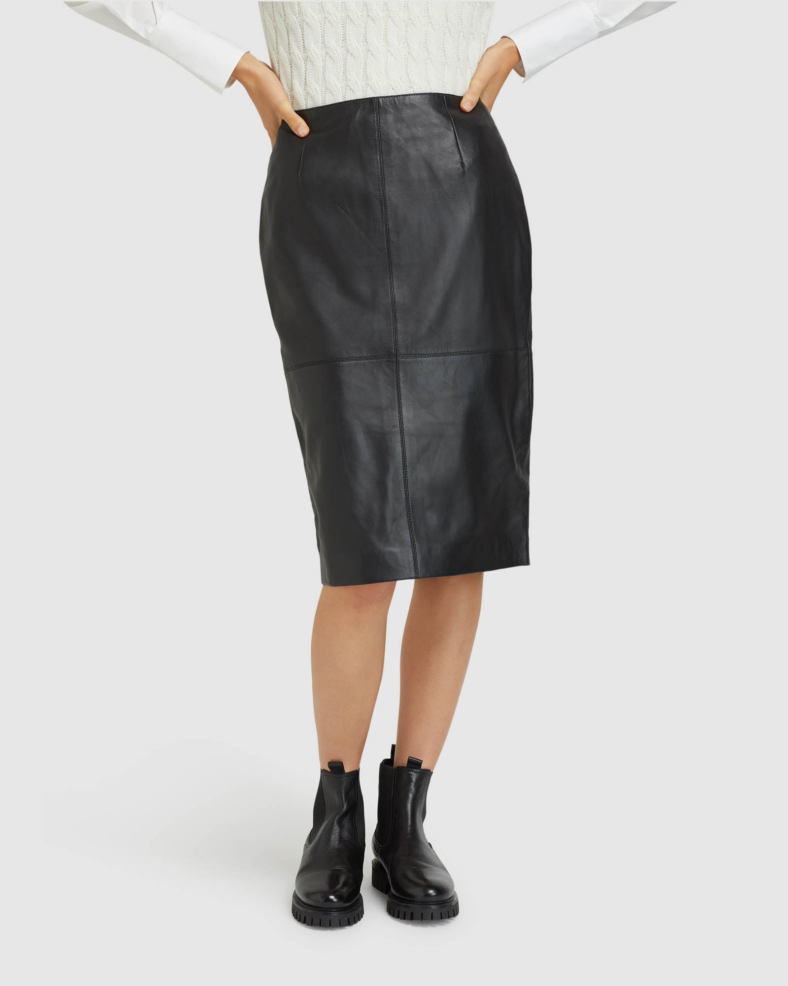 HARLOW LEATHER PENCIL SKIRT