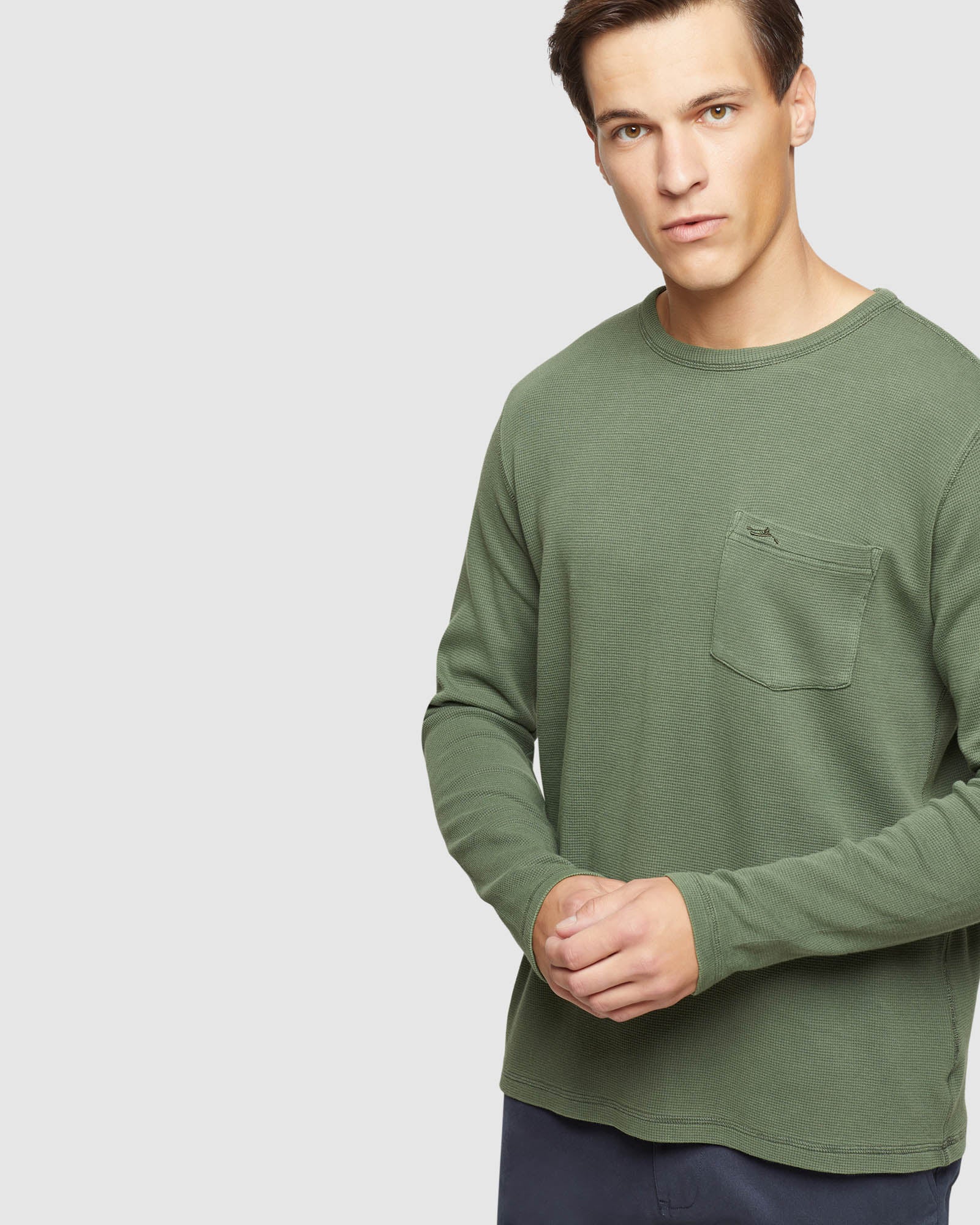 ALBERT WAFFLE CREW NECK LONG SLEEVE TEE