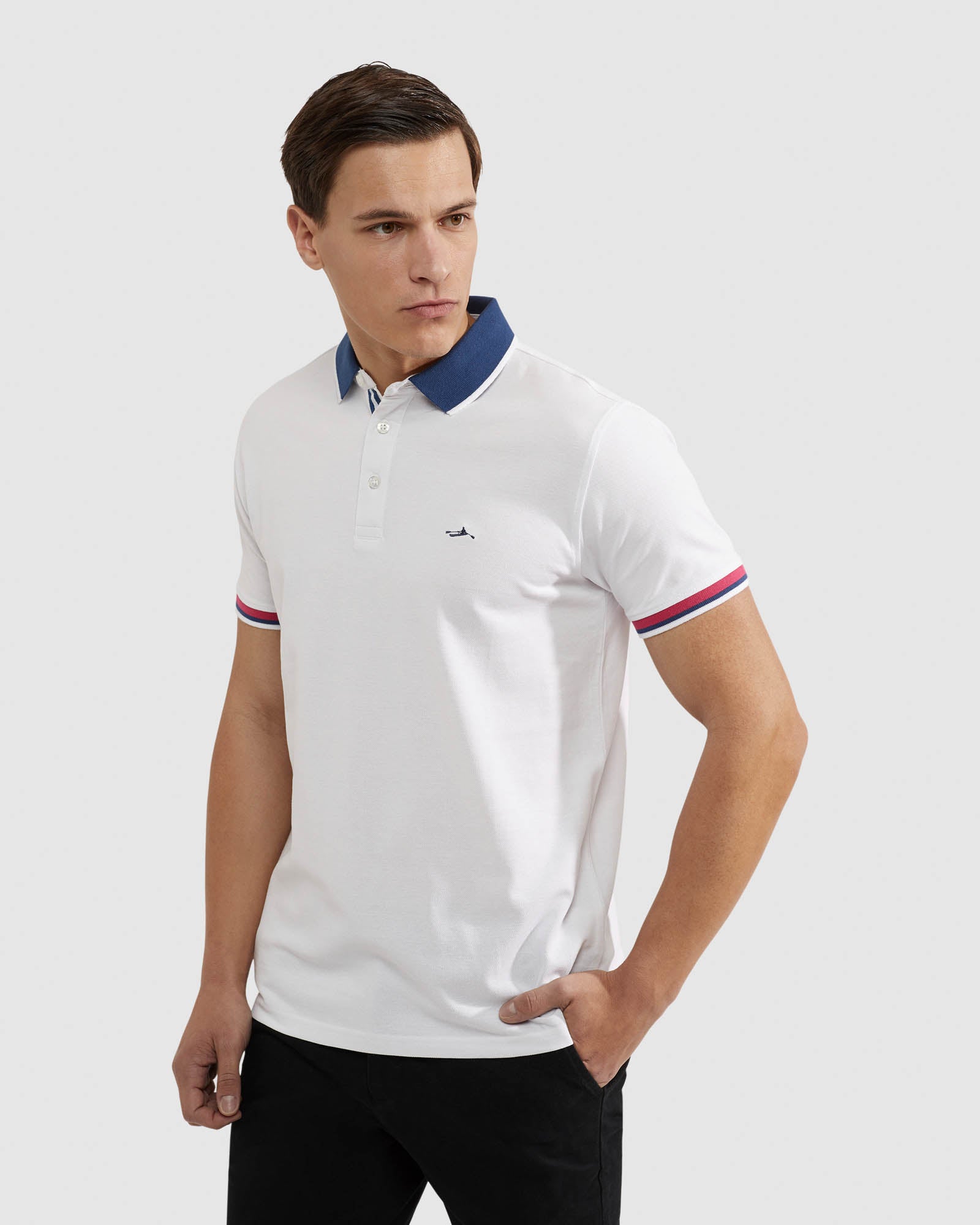 CAM CONTRAST COLLAR PIQUE POLO