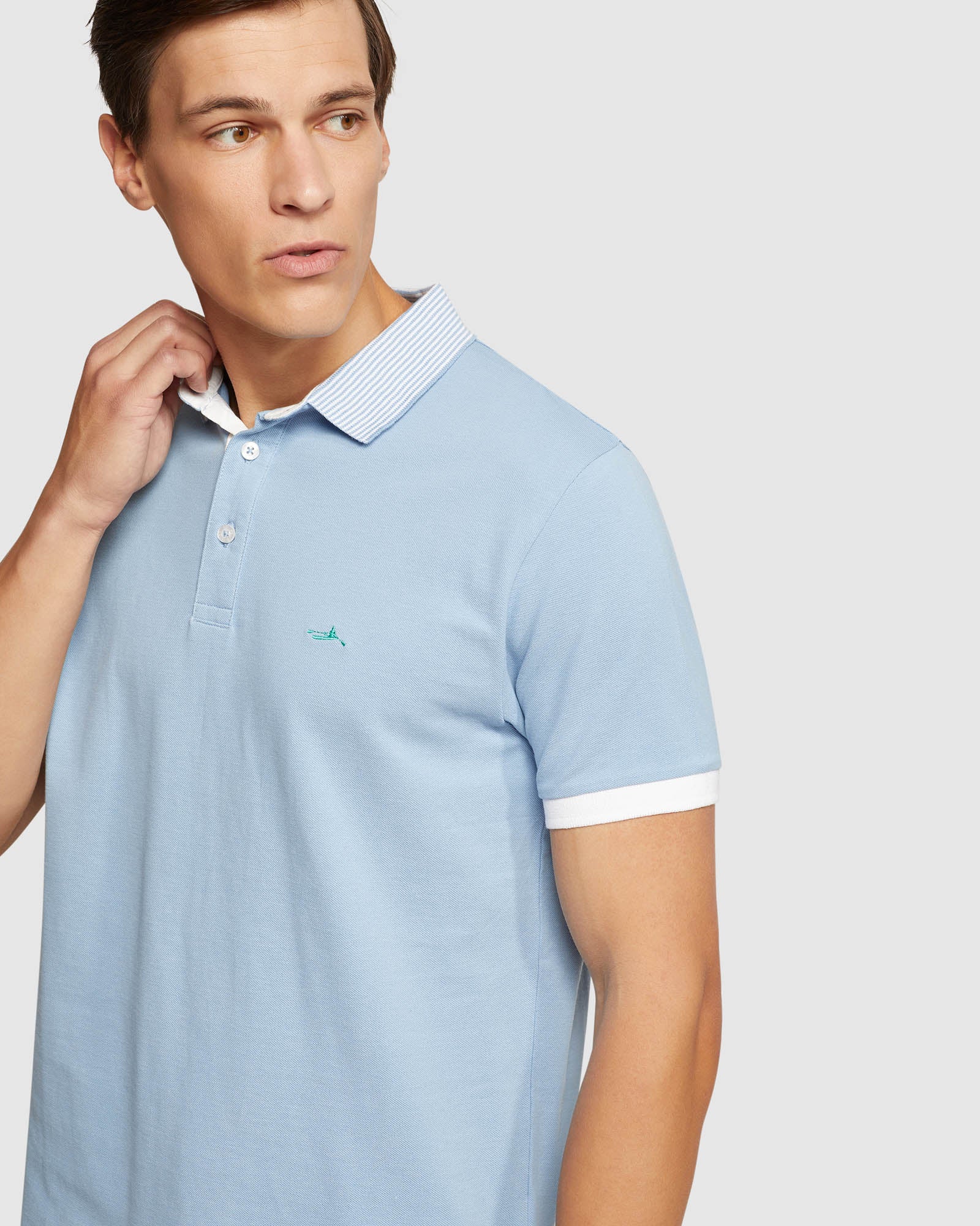 DYLAN STRIPED COLLAR PIQUE POLO